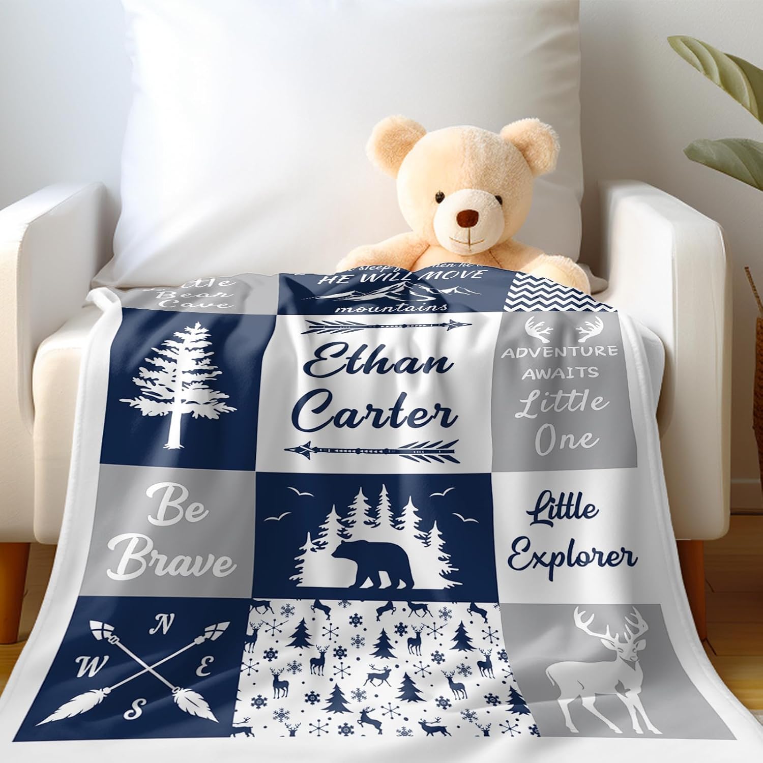 Ship Next Day, Personalized Baby Blankets - Printed in USA, Custom Name Blanket, Baby Blanket with Name, Ultra-Soft Cozy Fleece Blankets, Gifts for Baby Newborn Toddlers Boys & Girls Kids