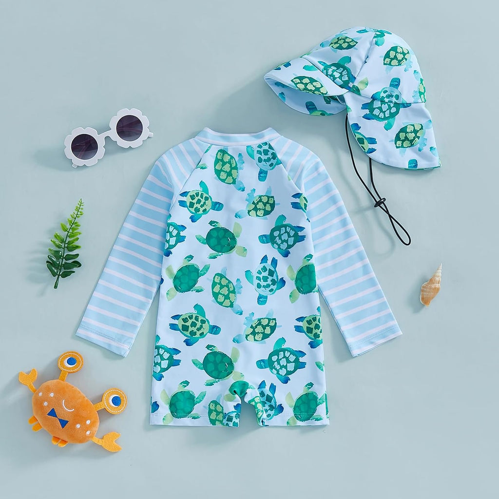 Hnyenmcko Baby/Toddler Boy Rash Guard Swimsuit Long Sleeve One Piece Zipper Swimwear Sunsuit Infant Bathing Suit Beachwear