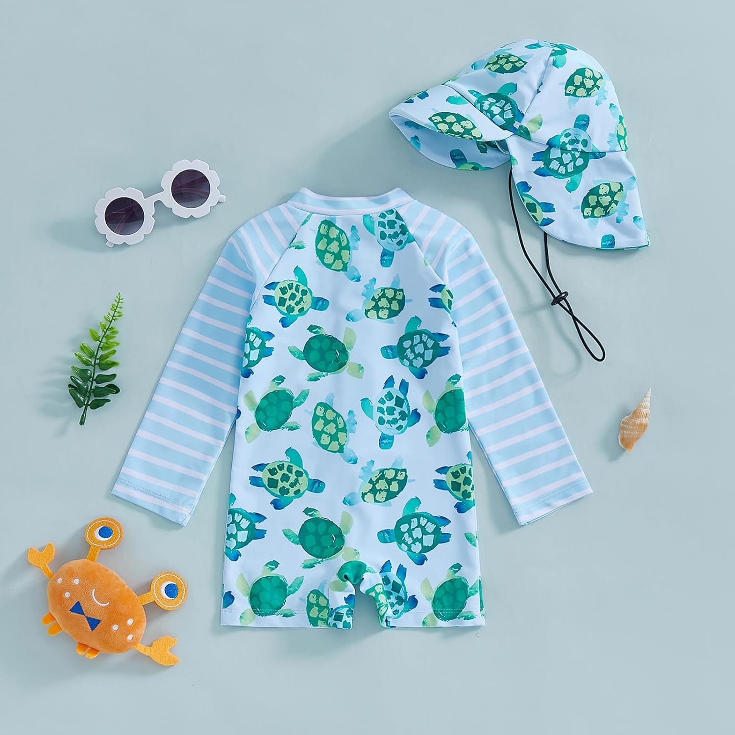 Hnyenmcko Baby/Toddler Boy Rash Guard Swimsuit Long Sleeve One Piece Zipper Swimwear Sunsuit Infant Bathing Suit Beachwear