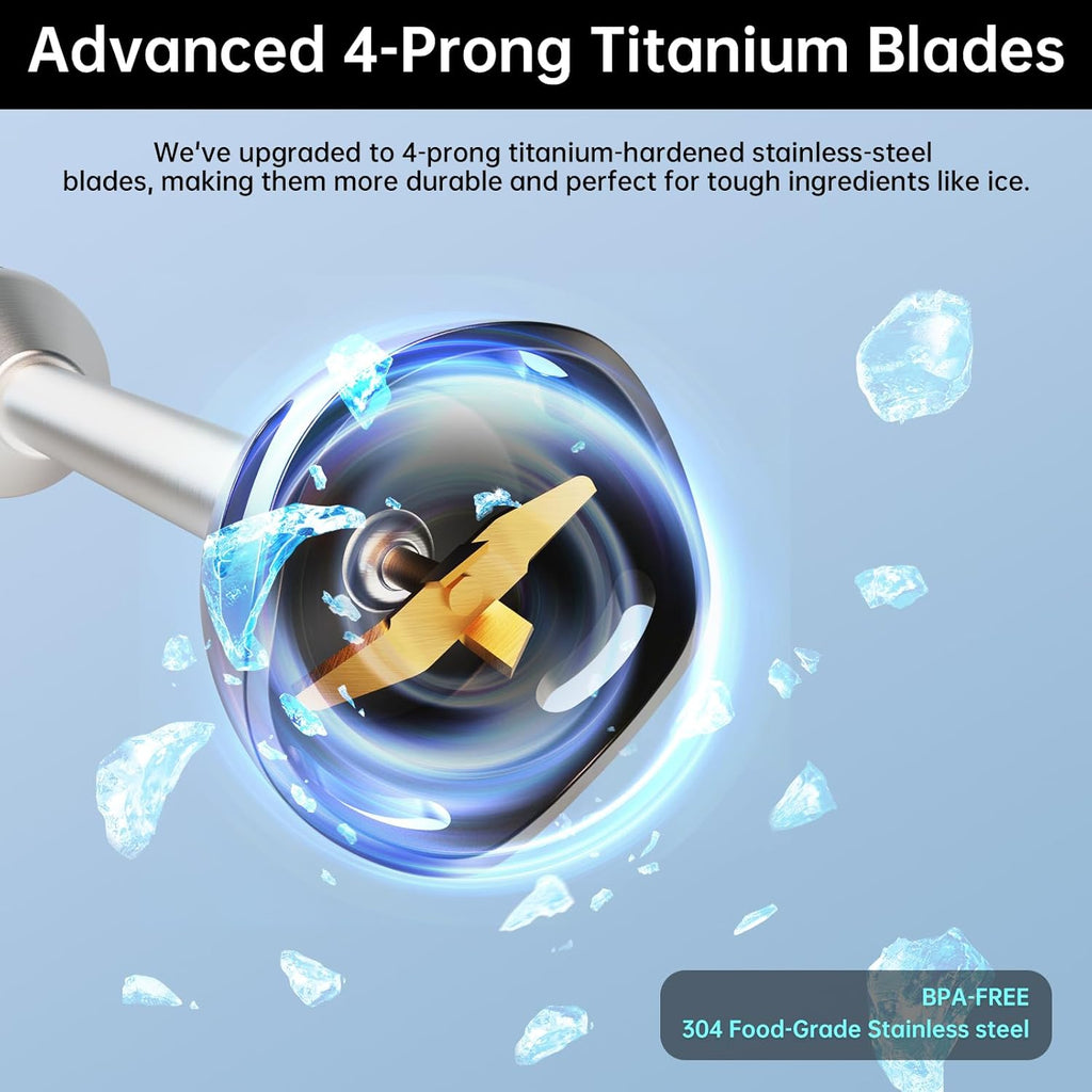 Immersion Blender 1000 Watts Scratch Resistant Hand Blender,20 Speed and Turbo Mode Hand Mixer, 3-in-1 Heavy Duty Copper Motor Stainless Steel Smart Stick with Egg Beaters and Chopper