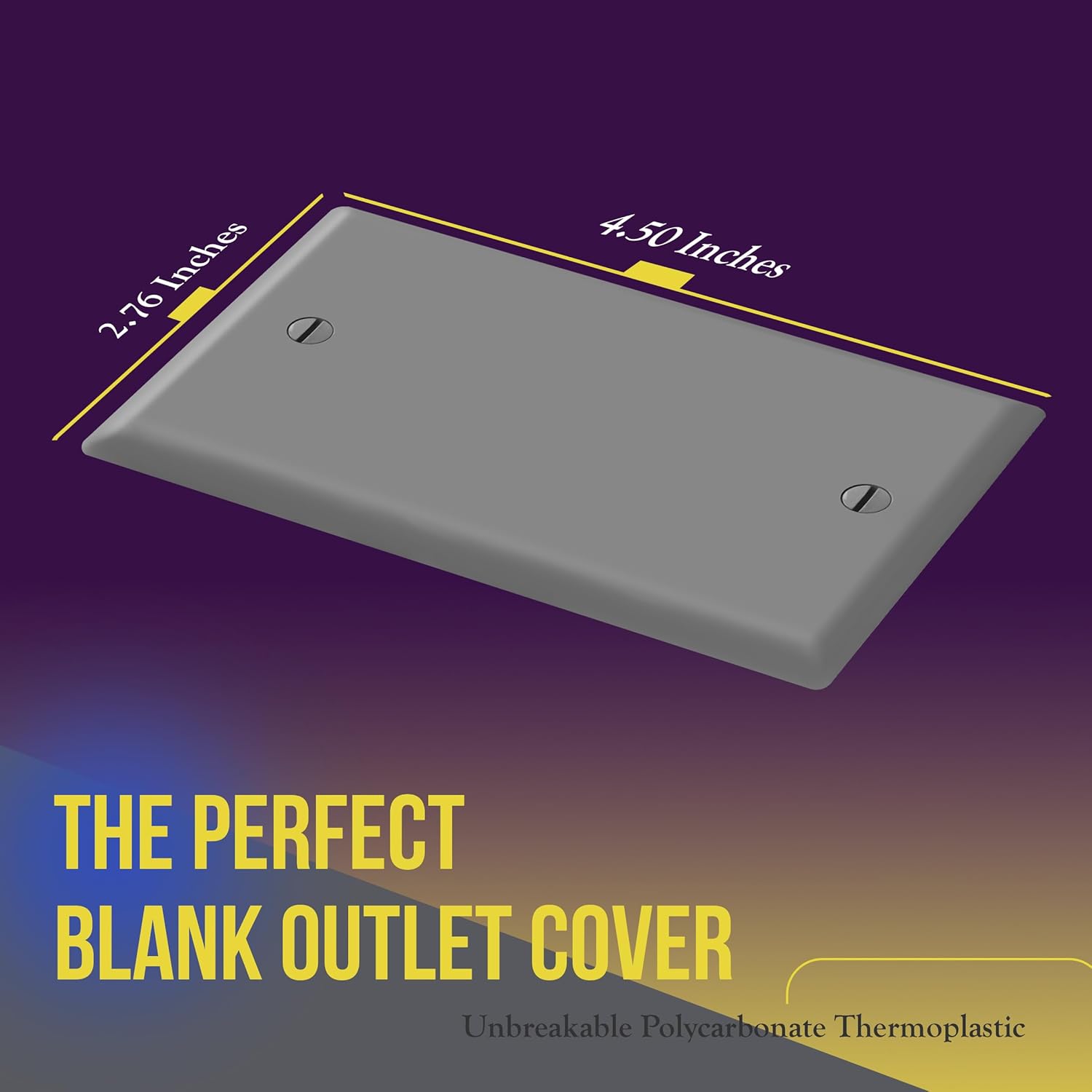 ENERLITES 8801-GR Blank Cover Wall Plate, Size 1-Gang 4.50" x 2.76", Polycarbonate Thermoplastic, 8801-GY, Gray, Screw