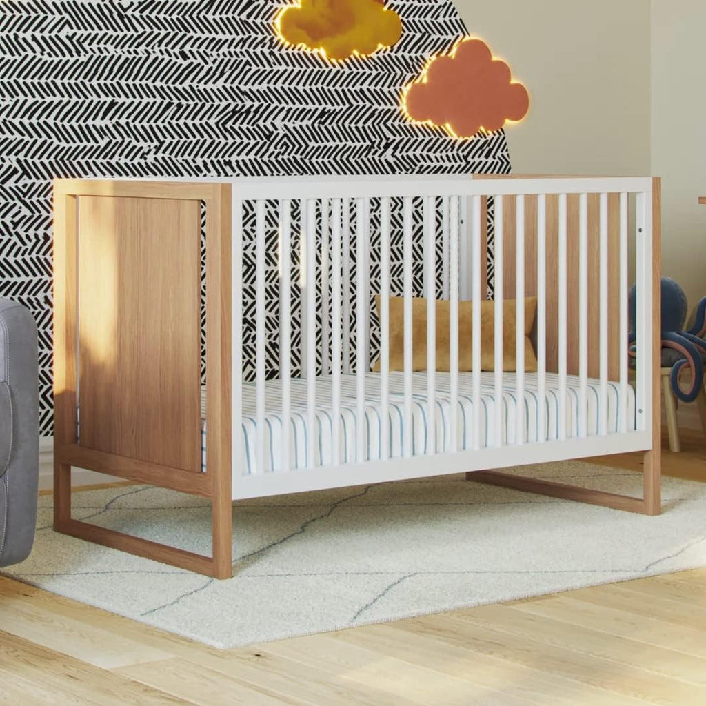 Nurture& The Crib - Baby, Toddler Convertible Crib | Sustainable Non-Toxic Materials | 3 Adjustable Heights - Grows with Your Baby (Toddler Guardrail NOT Included, Natural)