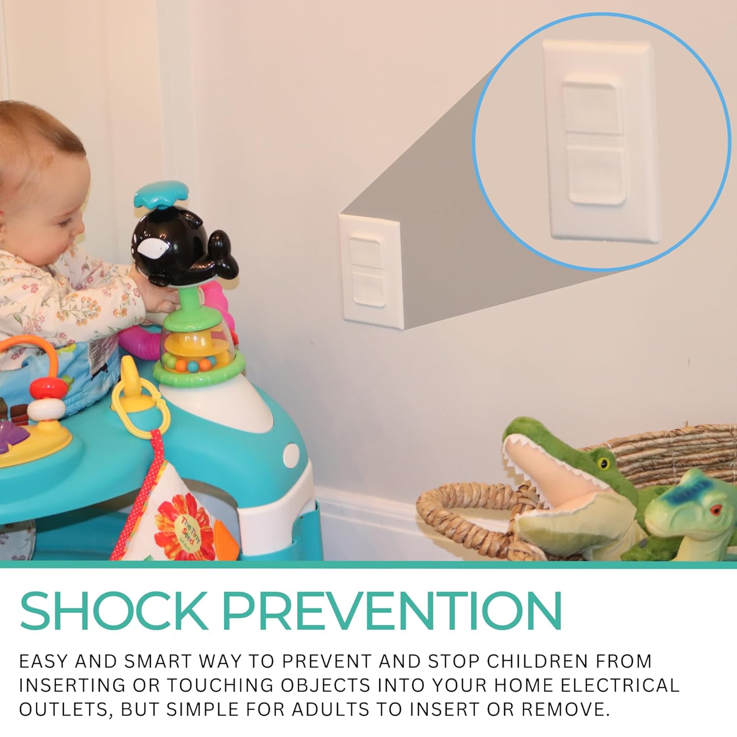 White Double Outlet Covers Baby Proofing (20 Pack, 40 Sockets) | Baby Proof Plug Covers for Electrical Outlets | Safe & Secure Baby Safety Products | Childproof Socket Covers Protect Toddlers & Babies