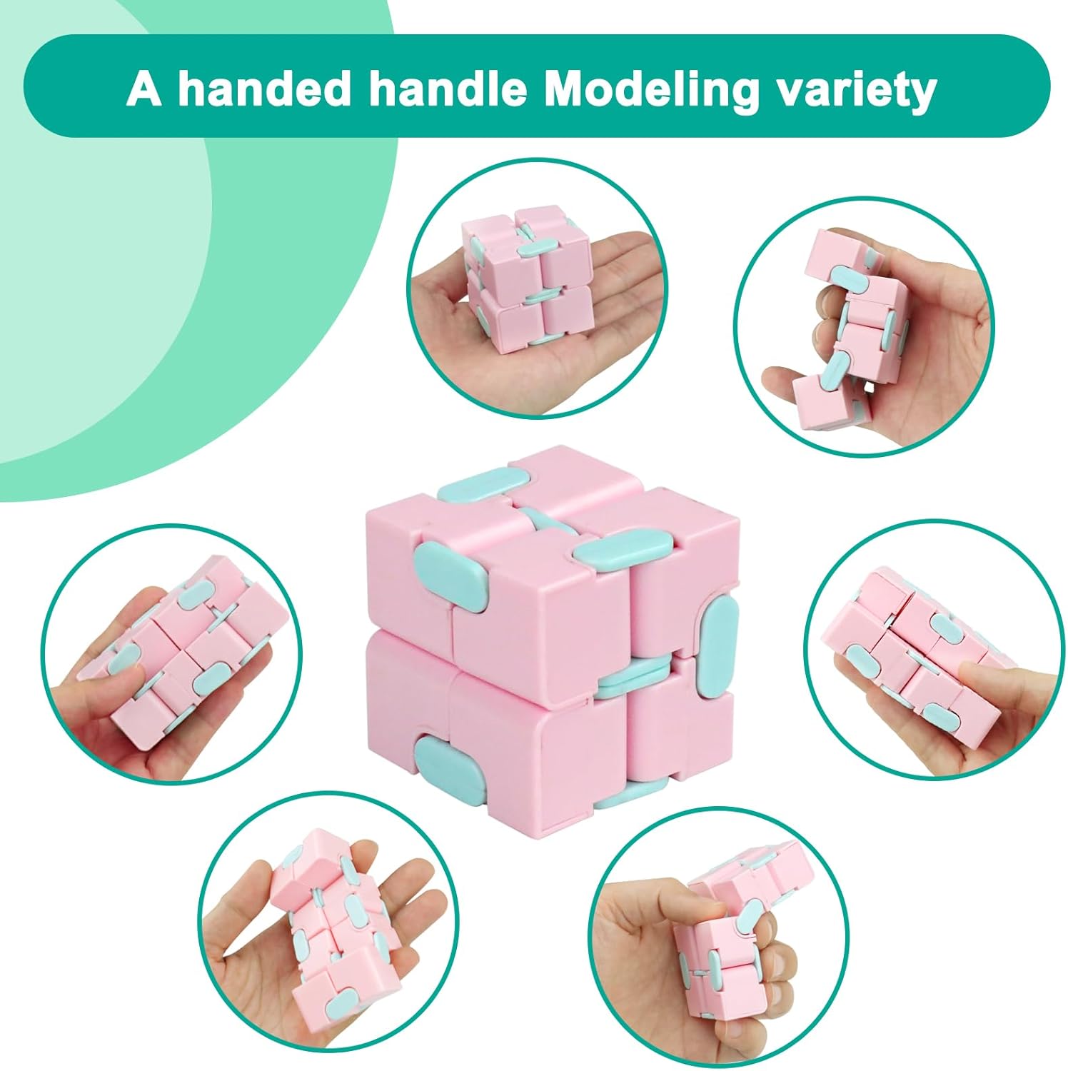 Infinitycube Fidget Toy Stress Relieving Fidgeting Game for Kids and Adults,Cute Pocket-sized Unique Gadget for Anxiety Relief and Kill Time (Macaron Pink)