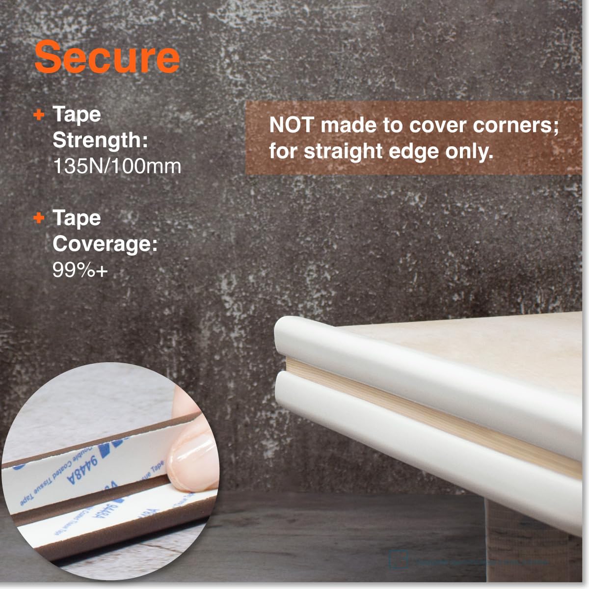 Roving Cove Slim-Fit Edge Protector for Baby Proofing (9ft Small Edge Only), Soft Rubber Foam, Furniture Edge Bumper Guard, Desk Edge Cushion, 3M Adhesive, Oyster White (Off White)