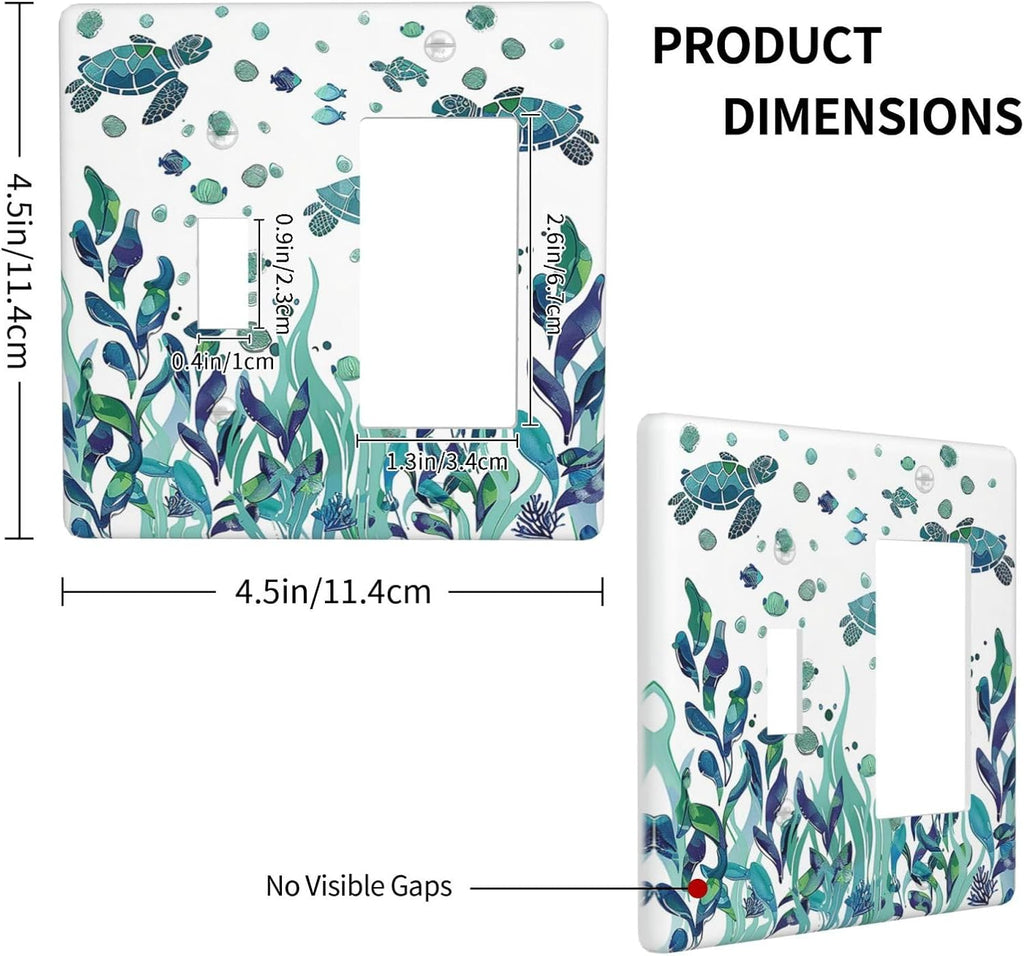 Outlet Covers Vibrant Turtle Seagrass Watercolor Painting 1 Toggle 1 Rocker Combination Decorative Wall Plate Electrical Switch Plates Light Switch Cover Plate for Bathroom living Room Decor