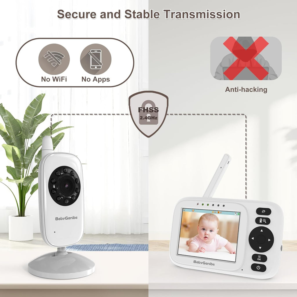 Baby Monitor with Camera and Audio, 3.2'' IPS Portable Baby Monitor No WiFi with 1000ft Long Range, Remote Pan-Tilt Video Baby Monitor, Infrared Night Vision, ECO Mode, Powerful Battery