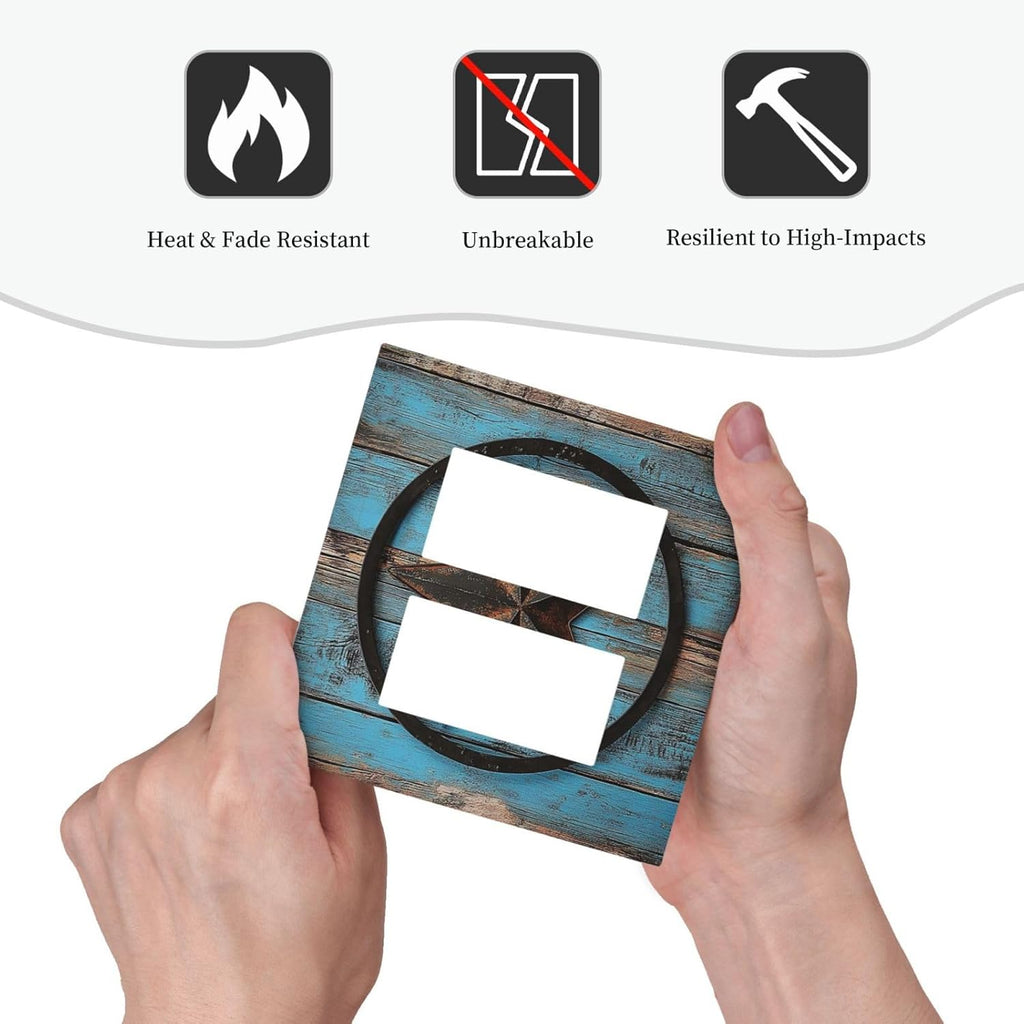 Decorative Outlet Covers Rustic Wood Country Barn Texas Star On Teal 2 Gang Double Gfci Rocker Electrical Wall Panels Light Switch Cover Plate For Farmhouse Cabin Decor