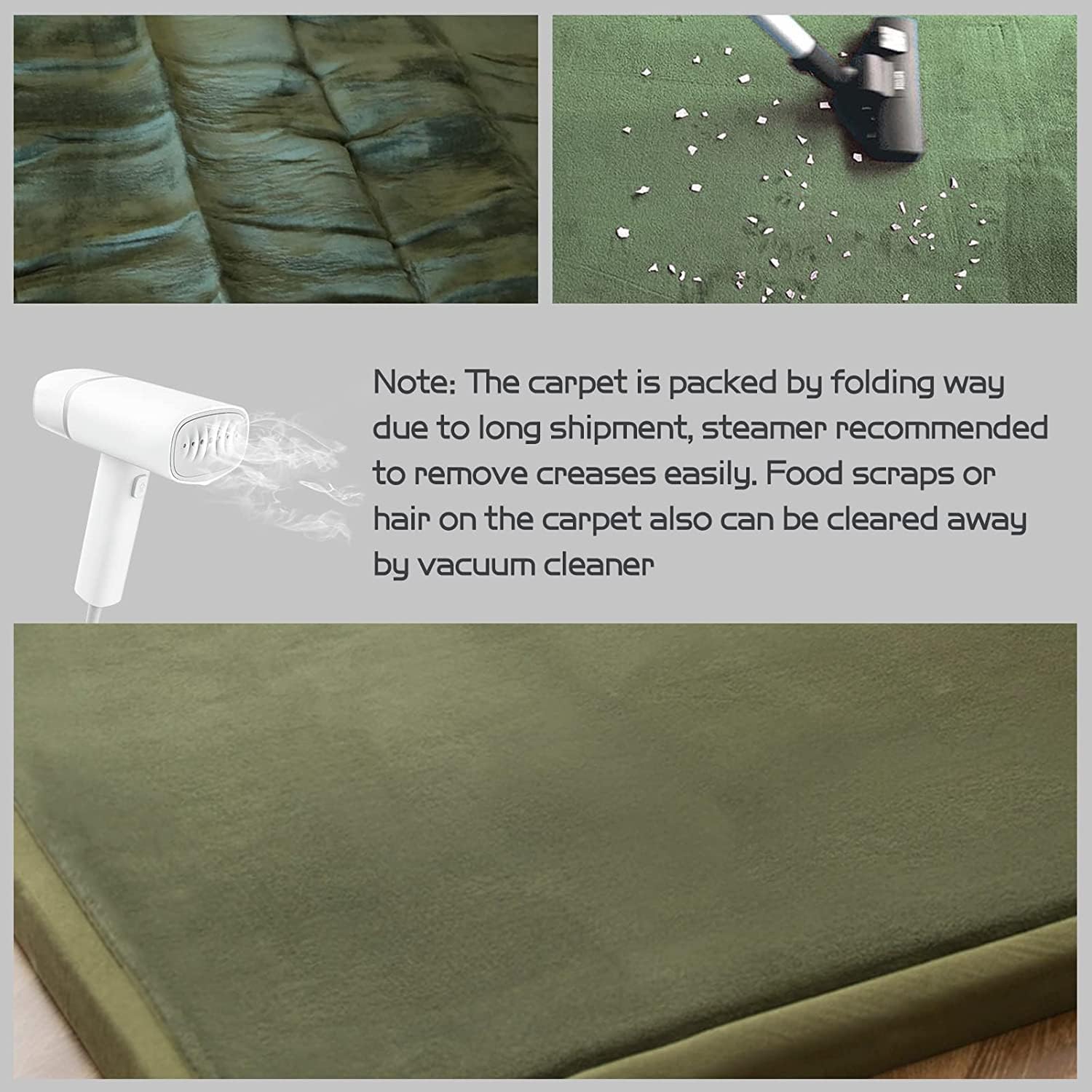 MAXYOYO Baby Play Mat, 1.2" Thick Memory Foam Soft Padded Carpet with Non-Slip Backing, 5x7 ft Japanese Tatami Rug Living Room for Kids, Toddler, Children, Nusery(Olive Green)