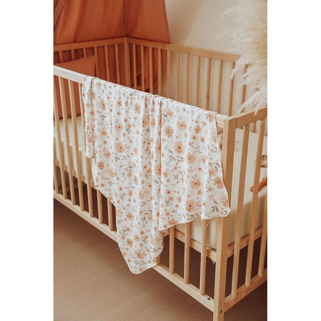 Konssy Baby Girl Newborn Receiving Blanket with Matching Headband and Beanie Set Baby Swaddle Nursery Swaddle Wrap