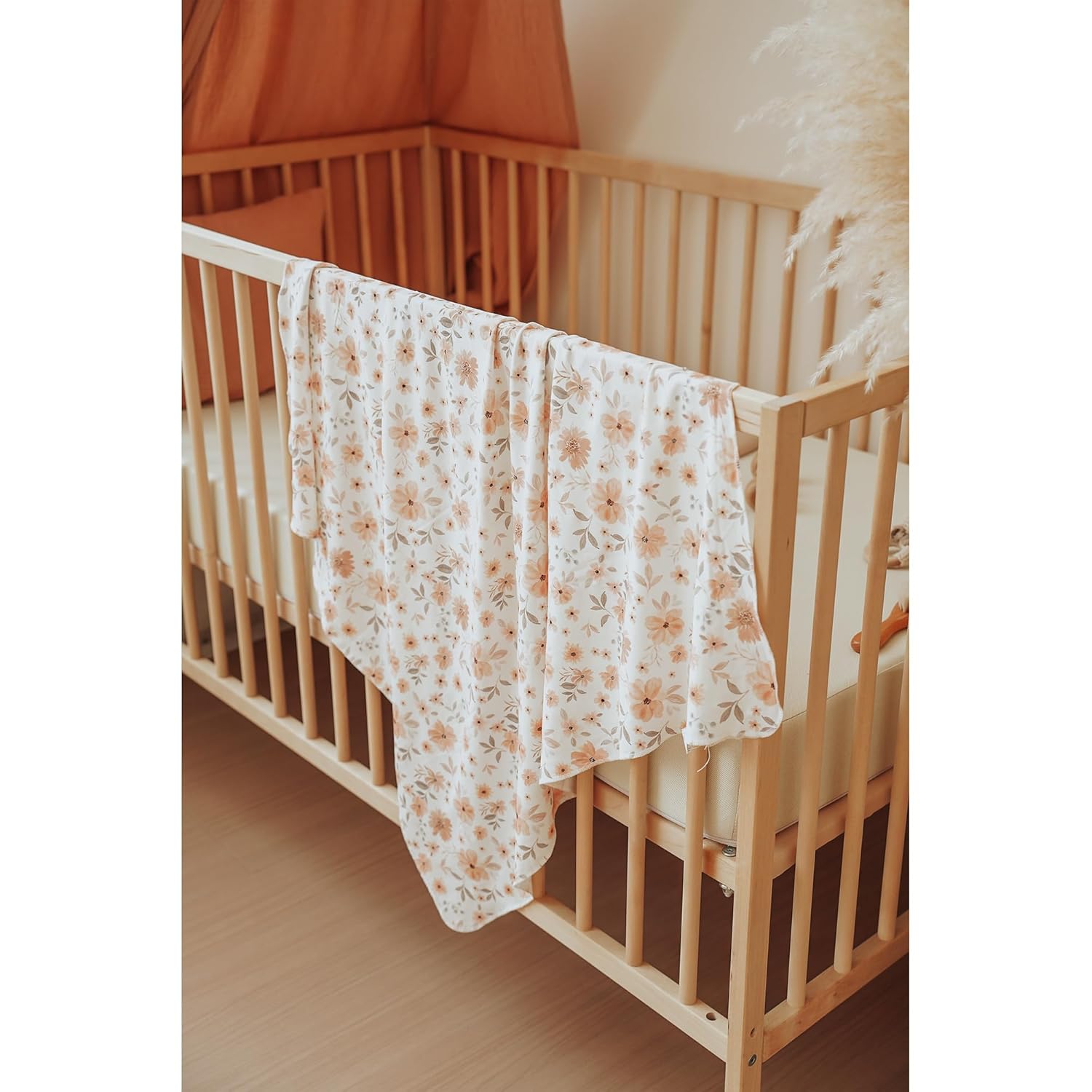 Konssy Baby Girl Newborn Receiving Blanket with Matching Headband and Beanie Set Baby Swaddle Nursery Swaddle Wrap