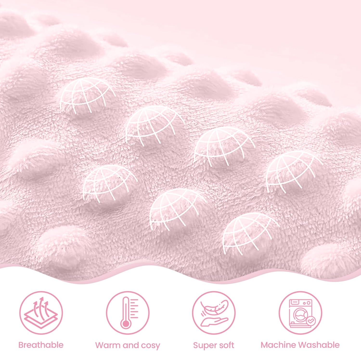 Heart Minky Baby Blanket 30 x 40 Inches for Girls, Soft Plush Receiving Blanket with Dotted Back, Gift for Toddler Newborn Infant Christmas Birthday Baby Shower