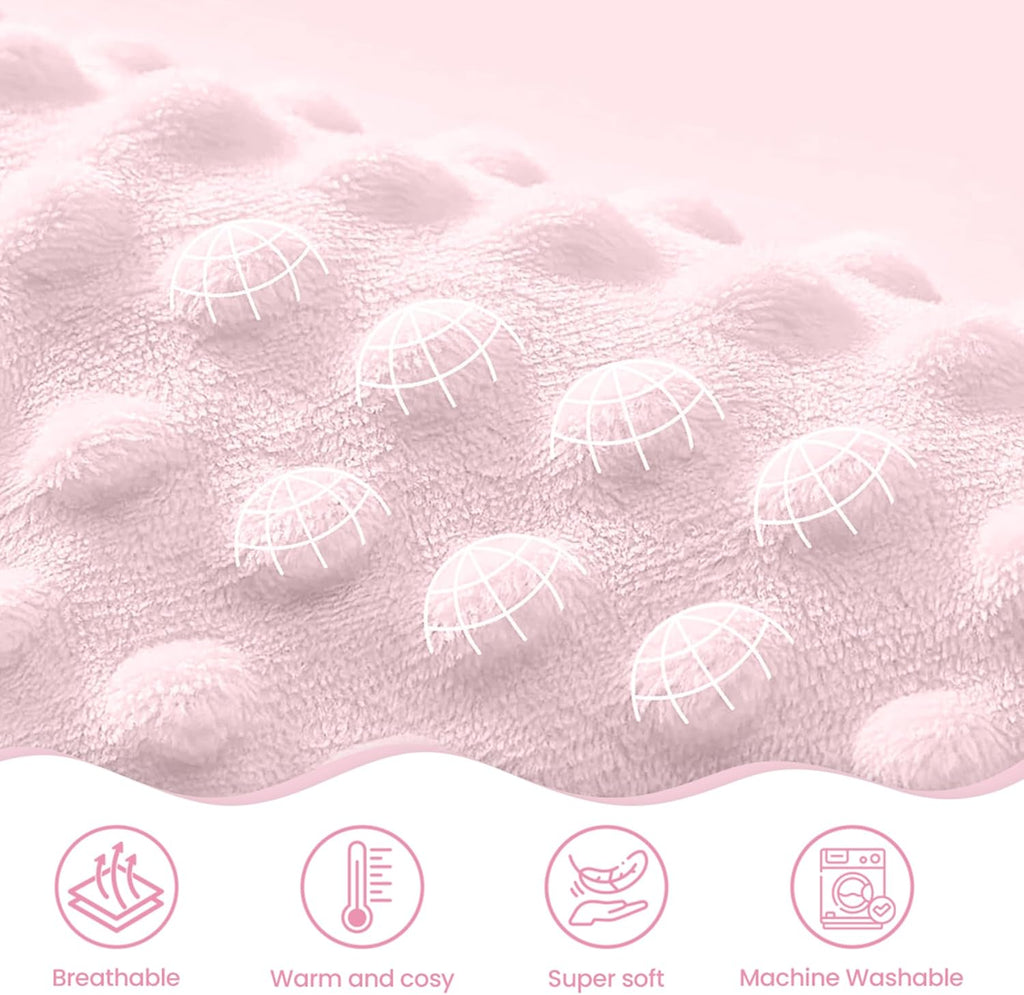 Daisy Minky Baby Blanket 30 x 40 Inches for Girls, Soft Plush Receiving Blanket with Dotted Back, Gift for Toddler Newborn Infant Christmas Birthday Baby Shower