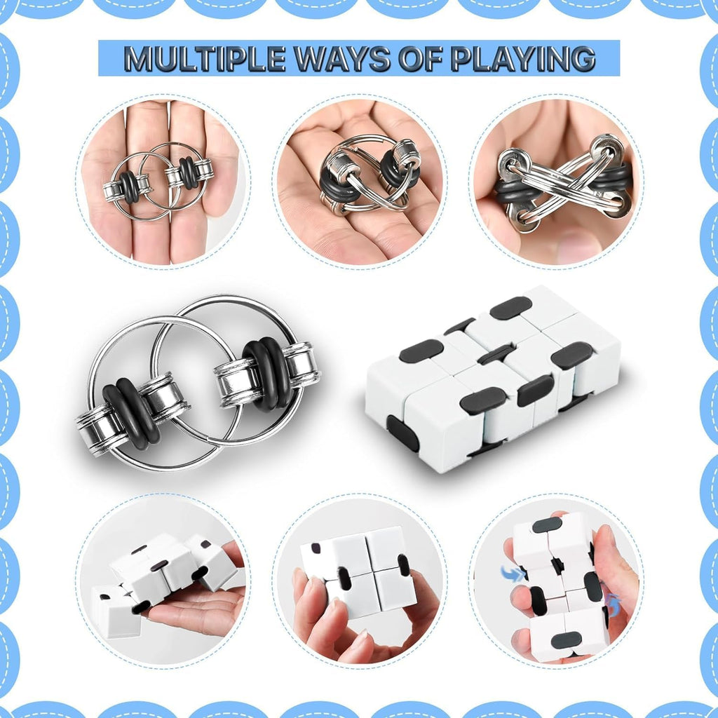 Fidget Toys Adults Set, Easter Basket Stuffers Gift for Kids Teen Cool Gadget Sensory Pack with Figette Spinner Cube ADHD Anxiety Relief Stress Magnetic Ring Office Desk Manget Toy for Boys…