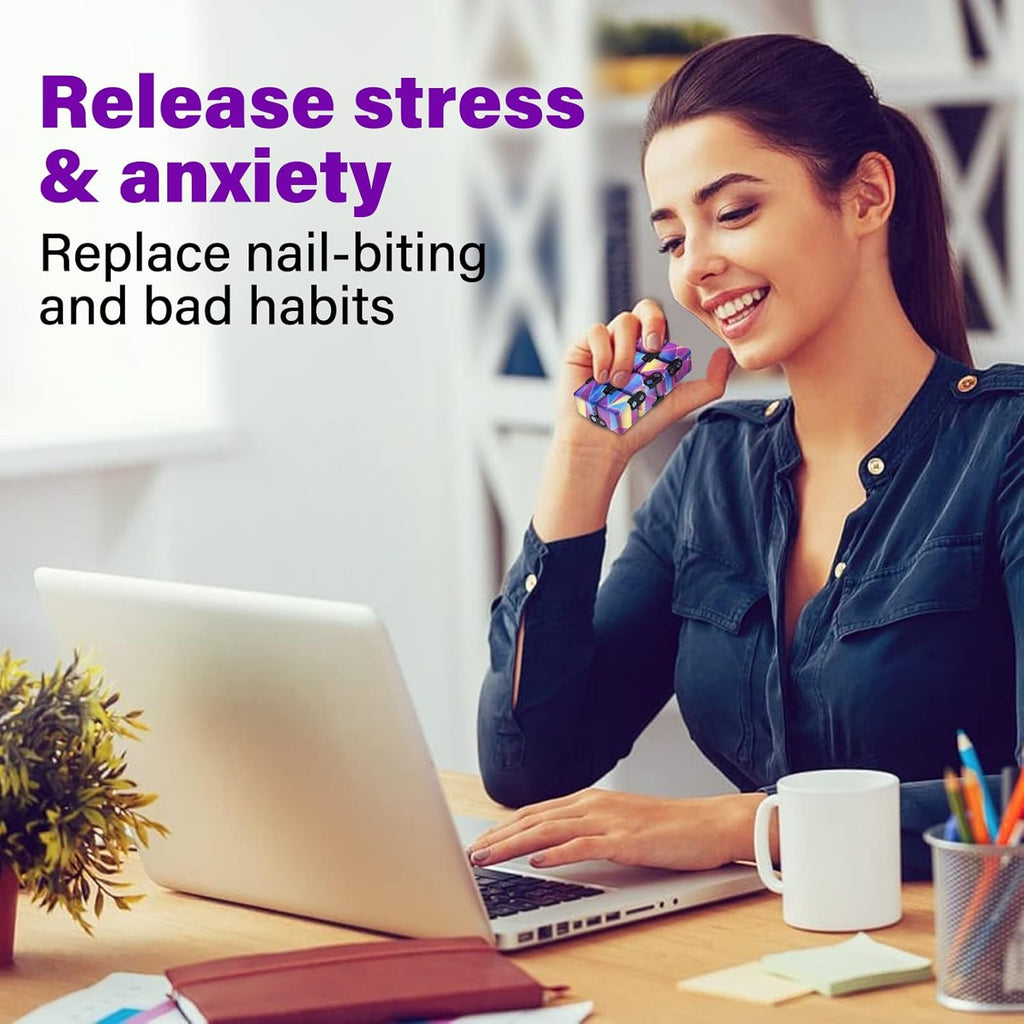 Infinitycube Fidget Toy Stress Relieving Fidgeting Game for Kids and Adults,Cute Pocket-sized Unique Gadget for Anxiety Relief and Kill Time (Mini Blue/Pink)