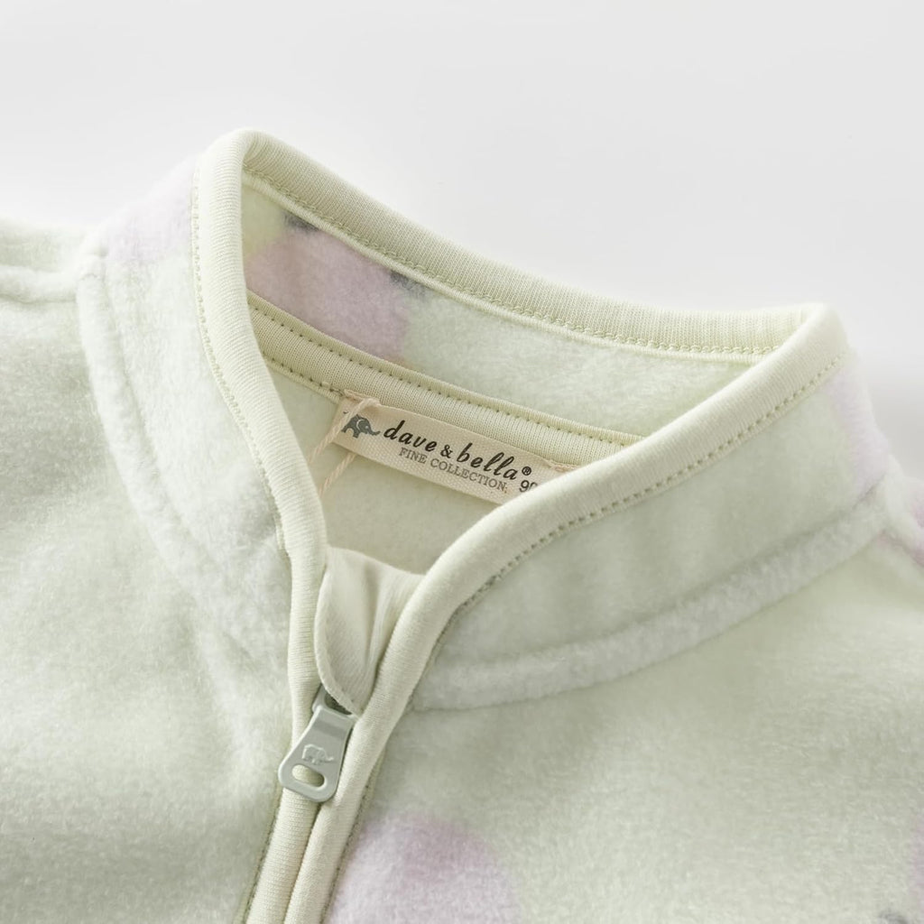 DAVE & BELLA Kids Printed Polar Fleece Jacket Toddler Baby Boys Girls Zip Up Long Sleeve Spring Fall Warm Outerwear Coat