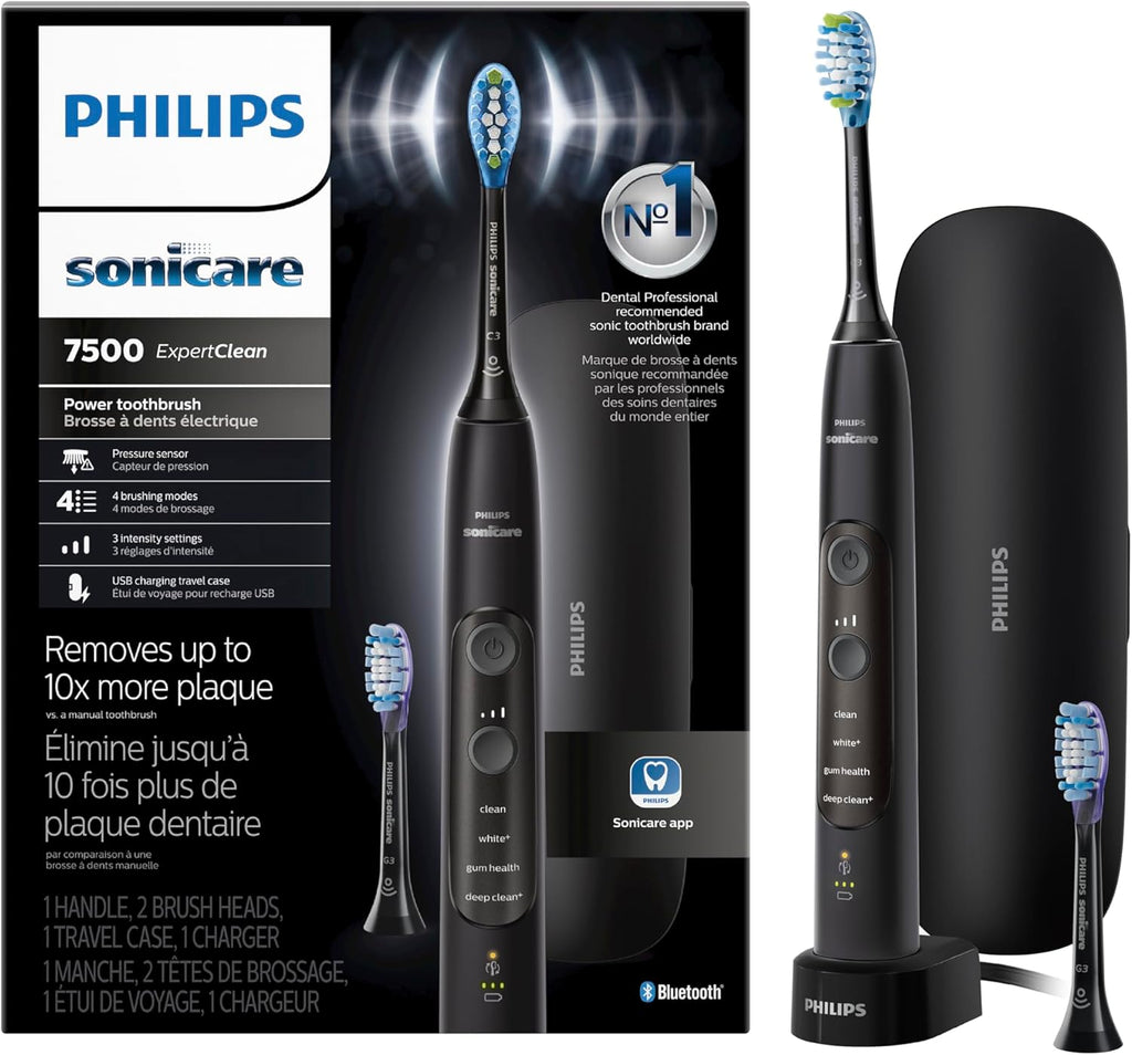 Philips Sonicare ExpertClean 7500 Black, Rechargeable Electric Power Toothbrush, HX9690/05