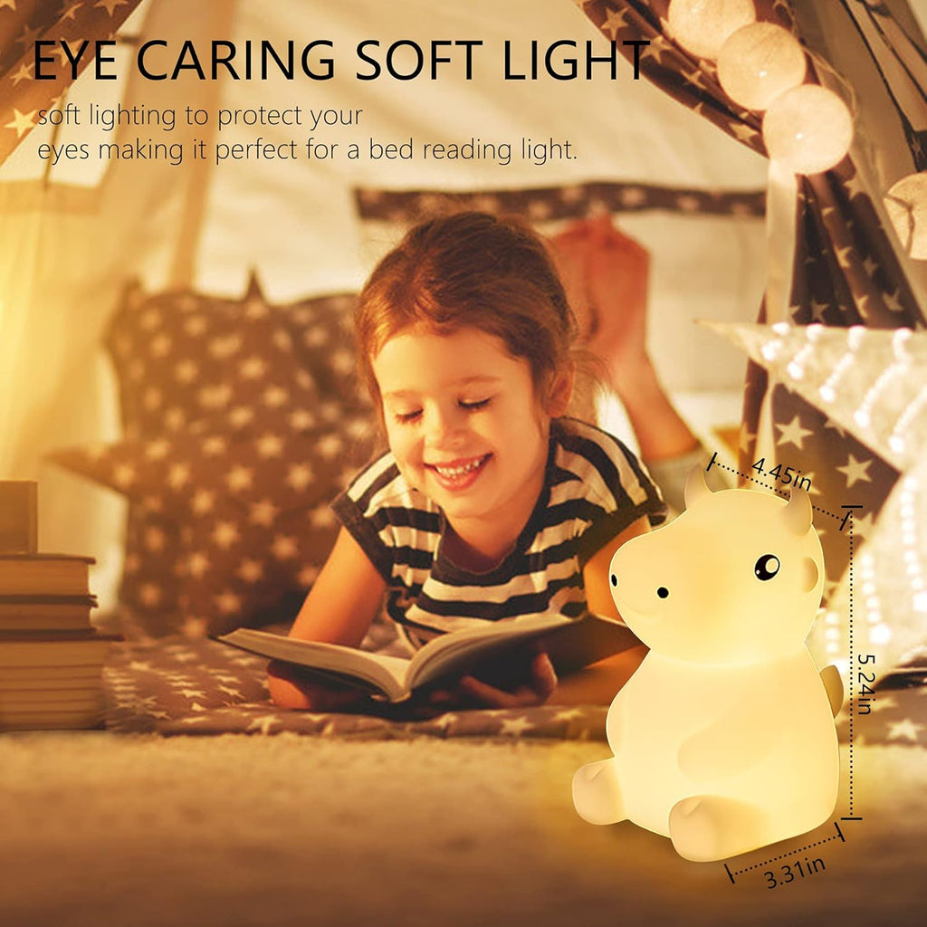 QANYI NRITY, Cute Night Light for Kids-7 Color Changing Silicone Cow LED Nightlight, Nursery Lamp with Timer ,Cow Room Dcor Lamp for Toddler, Baby, Boys, Children Gift,Bedroom