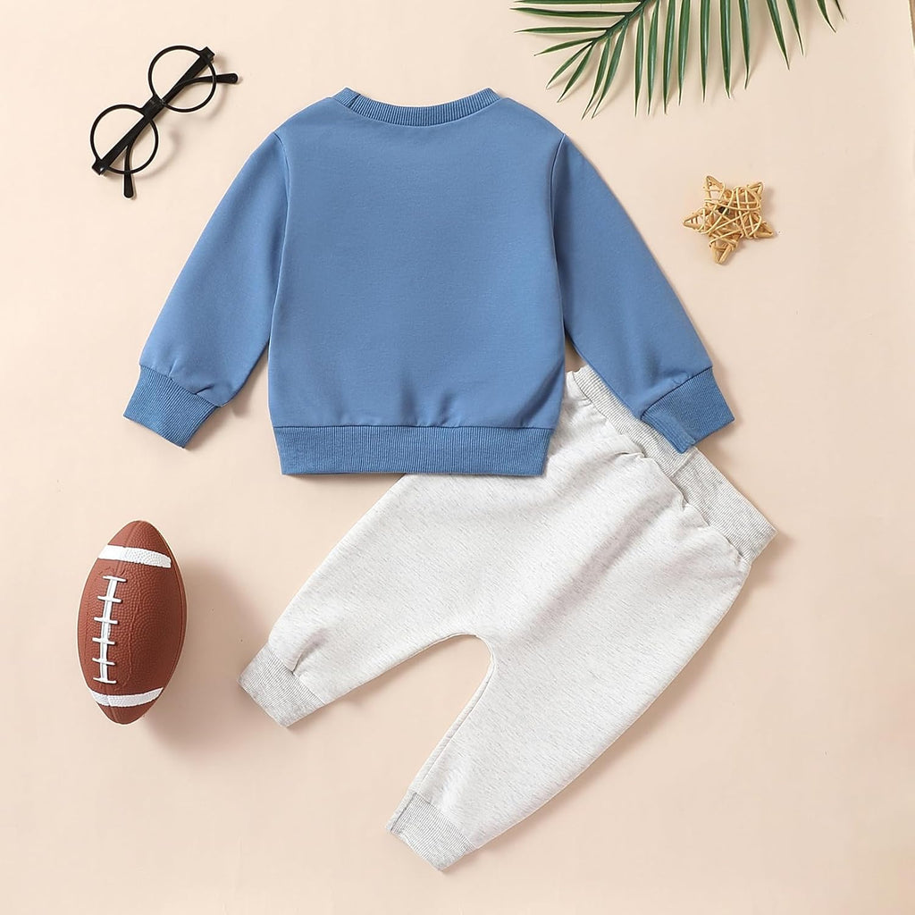 Baby Boy Clothes Fall 6 12 18 24 Months Football Long Sleeve Pullover Tops & Pant Sets Toddler Winter Outfits