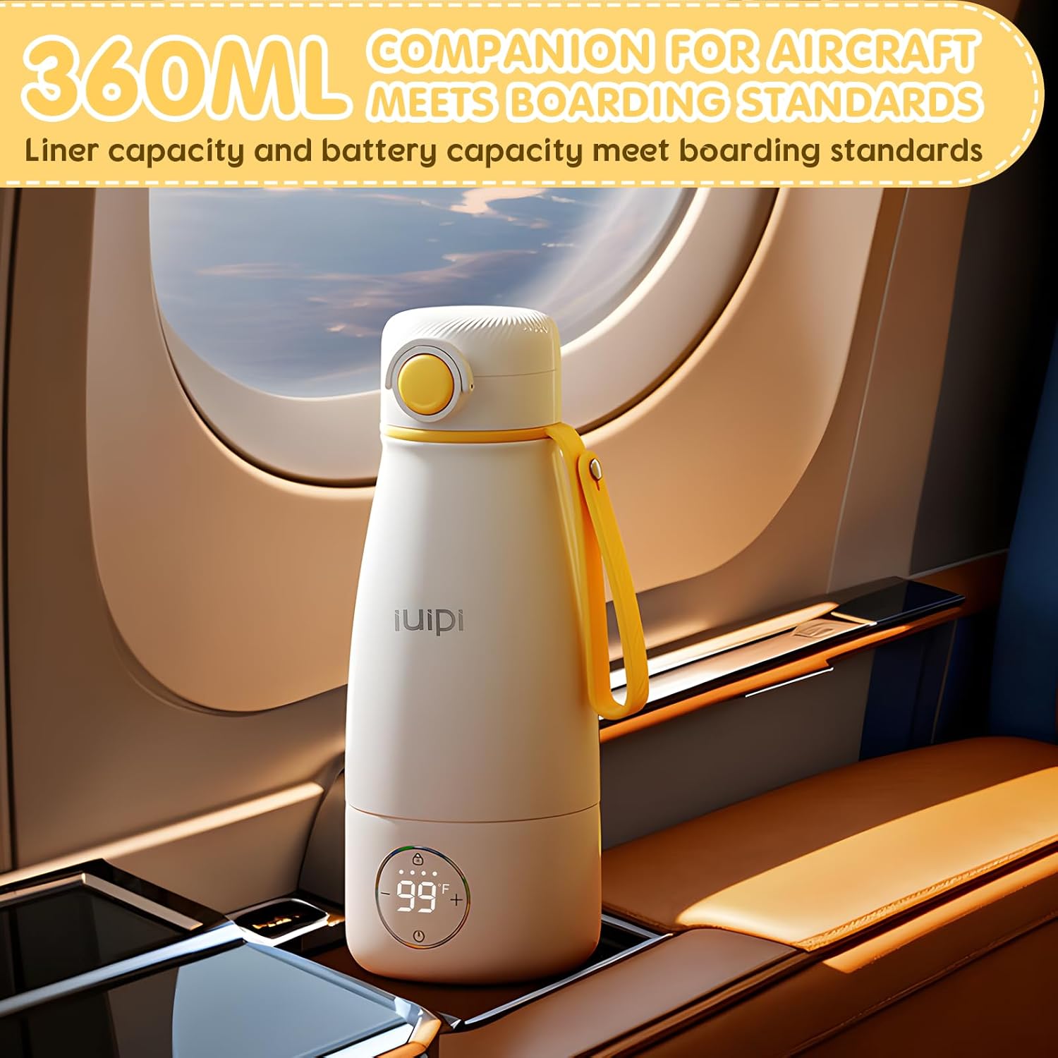 Portable Milk Warmer for Travel, 12oz Large Capacity Baby Bottle Warmer for Formula & Breastmilk, Fast Heating Milk Warmer on The Go wth Child Lock,Precise Temp Control