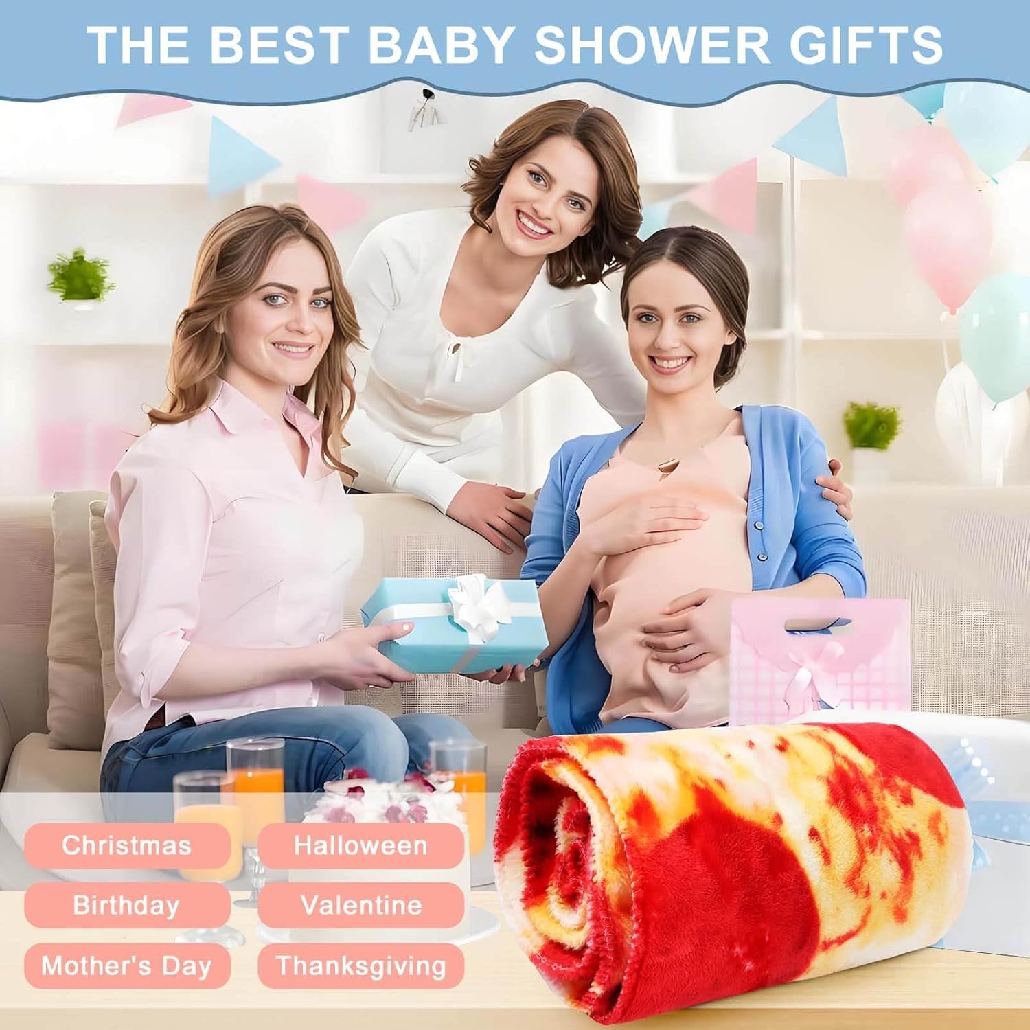 Pepperoni Pizza Blanket Baby Stuff Shower White Elephant Gifts for Kids Throw Blankets Wrap Newborn Swaddle Toddler Boy Girl Party Novelty Gag Pets Soft Fleece 40in