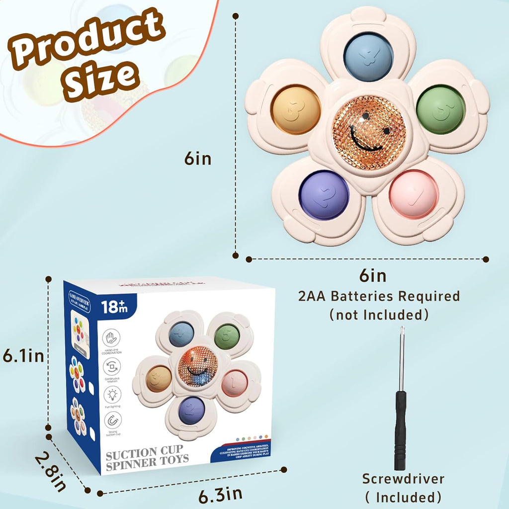 Suction Spinners Baby Toys, Sensory Toys for Toddlers 1-3, Suction Cup Toys for Babies 12-18 Months, High Chair Toys Baby Travel Essentials for Flying, Birthday Gift for 1 Year Old Boy Girls