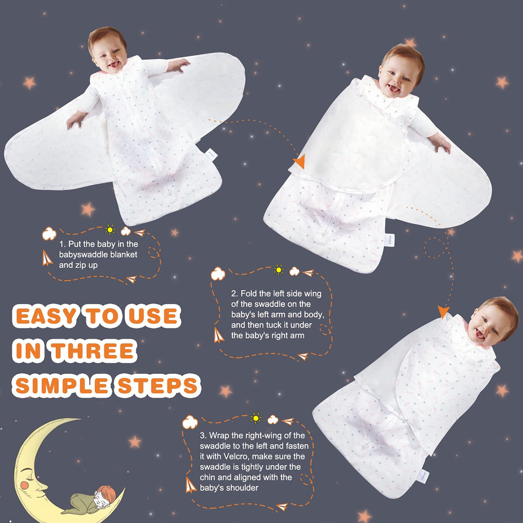 Swaddle-Blanket Baby Girl & Boy Swaddles Newborn Infant Transition 100% Cotton Wrap Blankets, 3-Way Adjustable Wearable Blanket, TOG 1.0 (Love, Small, 0-3 Month)