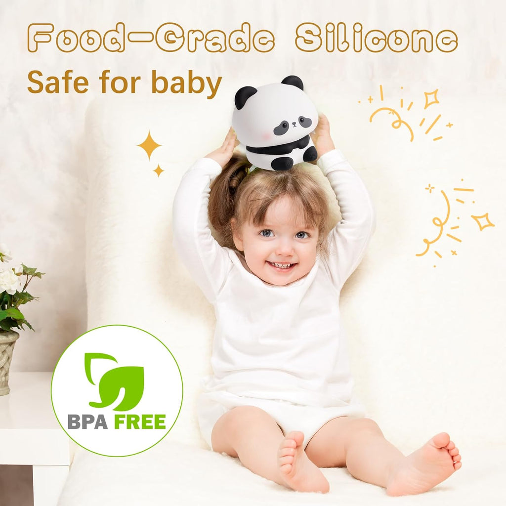 Cute Panda Night Light, LED Squishy Novelty Animal Night Lamp, Food Grade Silicone 3 Level Dimmable Breastfeeding Nursery Nightlight for Room Decor, Cute Gifts Stuff for Boys Girls Baby Children