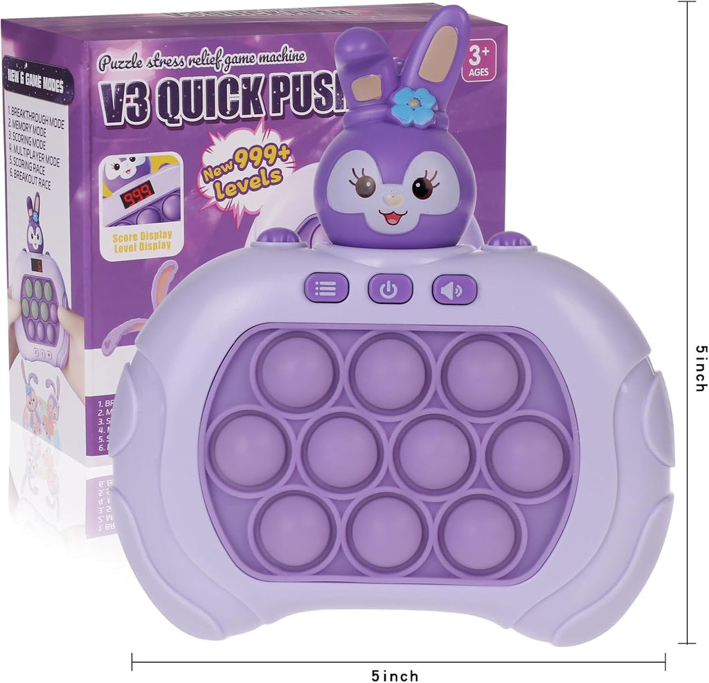Fast Push Game Pop Fidget Toys for Kids, Fast Push Bubble Game, Quick Push Pop Game for Boys & Girls Age 3-12, Handheld Puzzle Game Sensory Toys Relaxation and Decompression (Purple Rabbit)