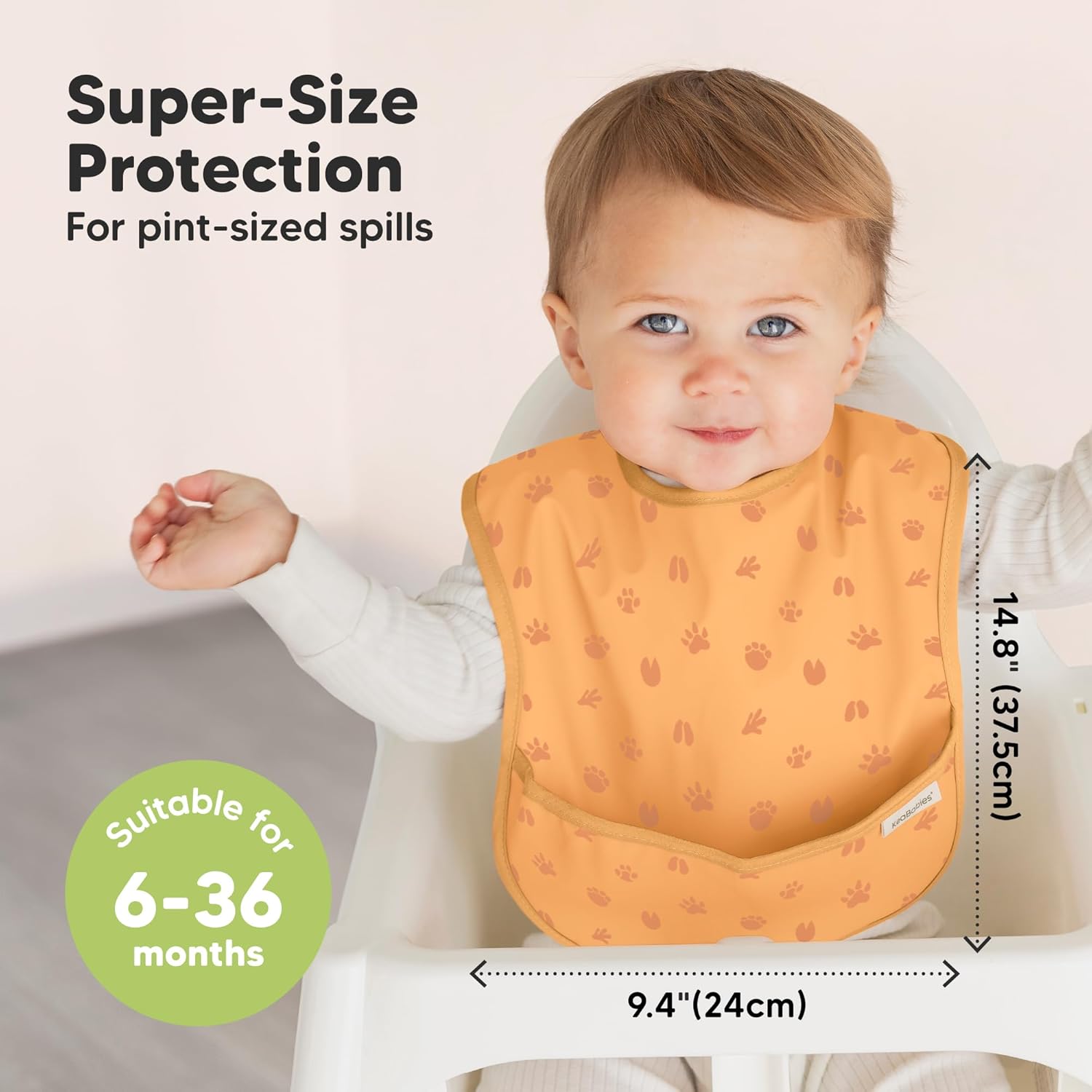 3-Pack Waterproof Baby Bibs for Eating - Lightweight Toddler Feeding Bibs with Large Food Catcher, Mess Proof, Food-Grade Baby Eating Essentials, Easy to Put On & Clean (Wilderness)