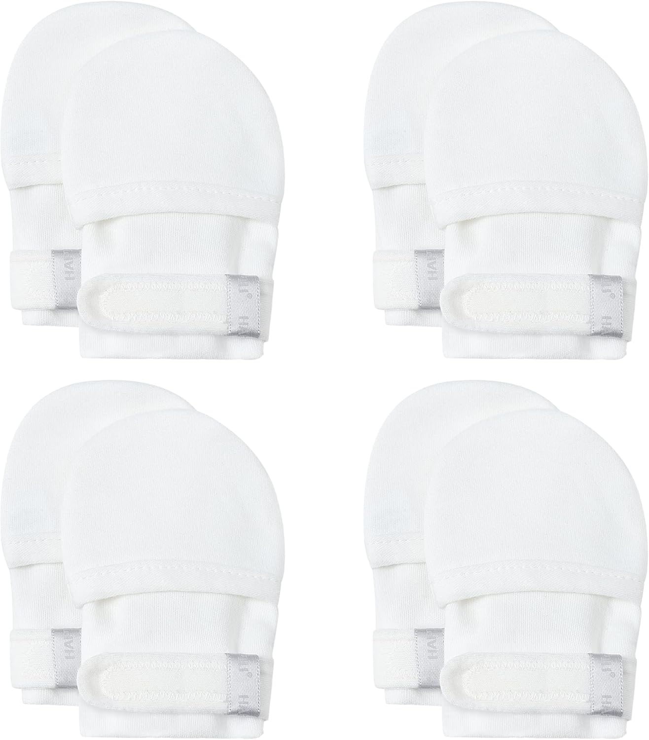 HAPIU Baby No Scratch Mittens Stay On, 100% Cotton Breathable, Adjustable Infant Gloves for Boys Girls, Newborn - 12 M