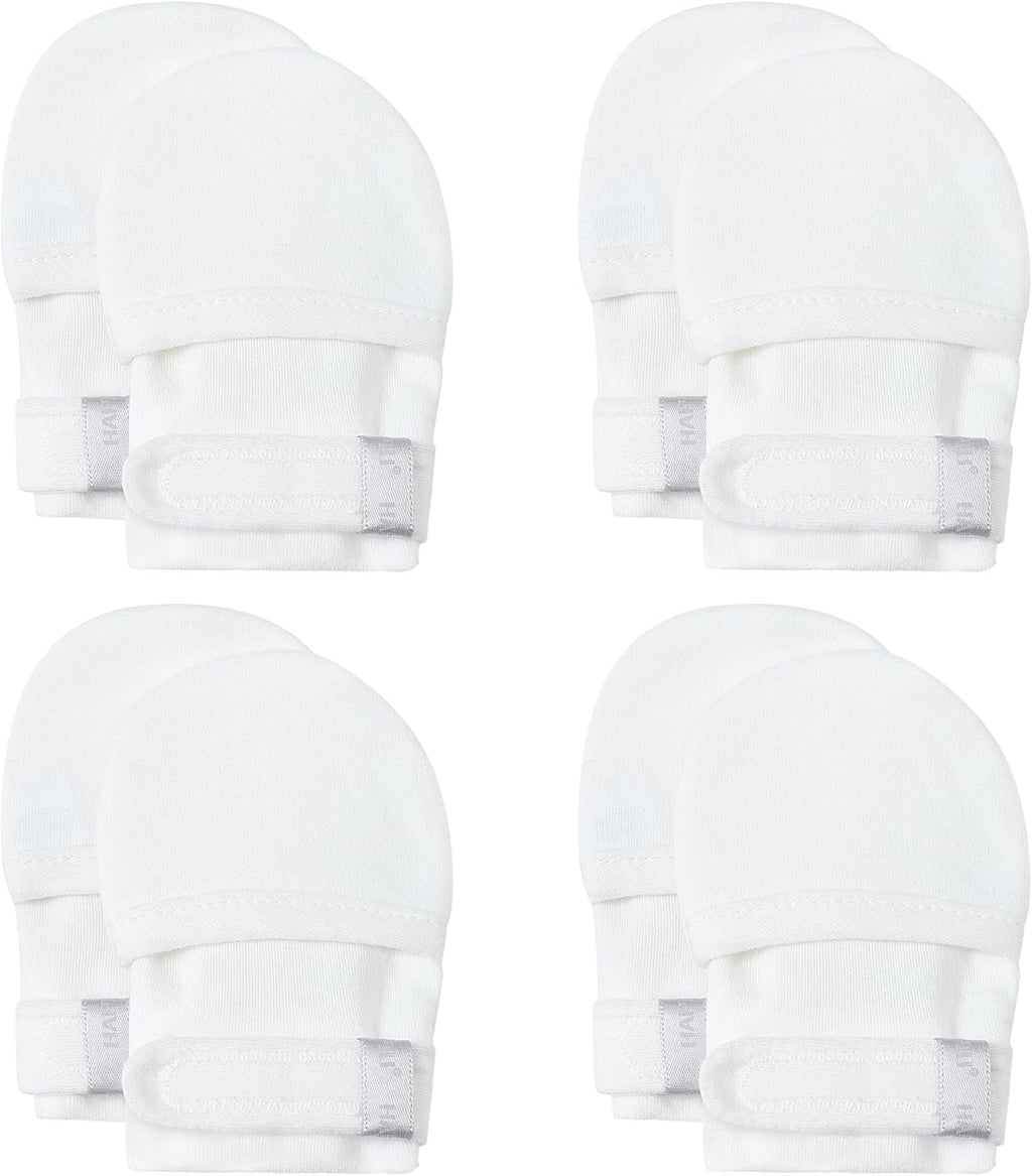 HAPIU Baby No Scratch Mittens Stay On, 100% Cotton Breathable, Adjustable Infant Gloves for Boys Girls, Newborn - 12 M