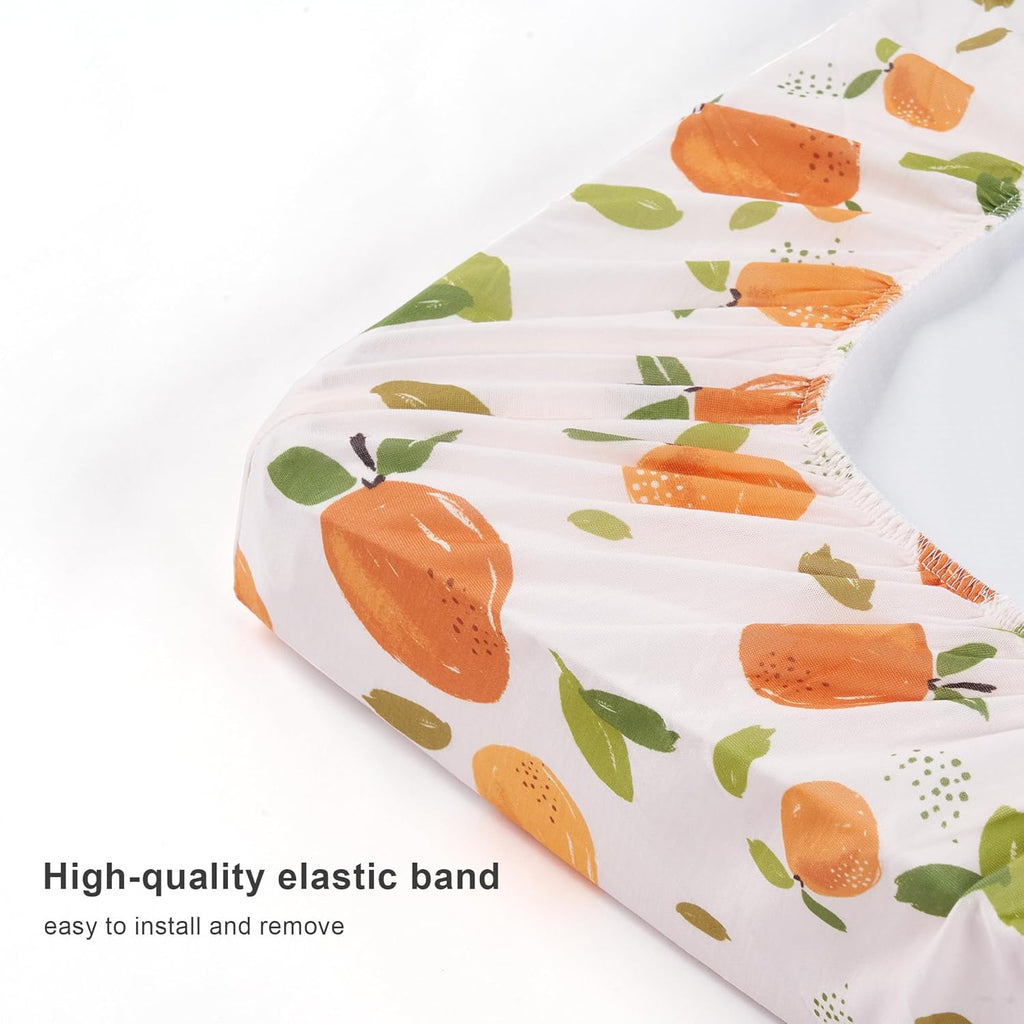 TILLYOU Baby Changing Pad Cover, Changing Table Cover for Girls Boys, Ultra Soft Breathable, 2 Pack Orange Flavour & Orange