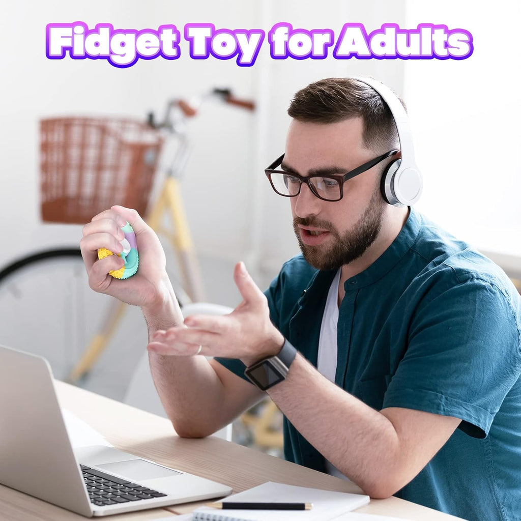 2Pcs Fidget Spinners,Squeeze Round Grip Ring Toy，Multi-Color Silicone Stress Relief Decompression Fingertip Spinner Gift for Kids, Sensory Bath Toys for 3-14 Year Old