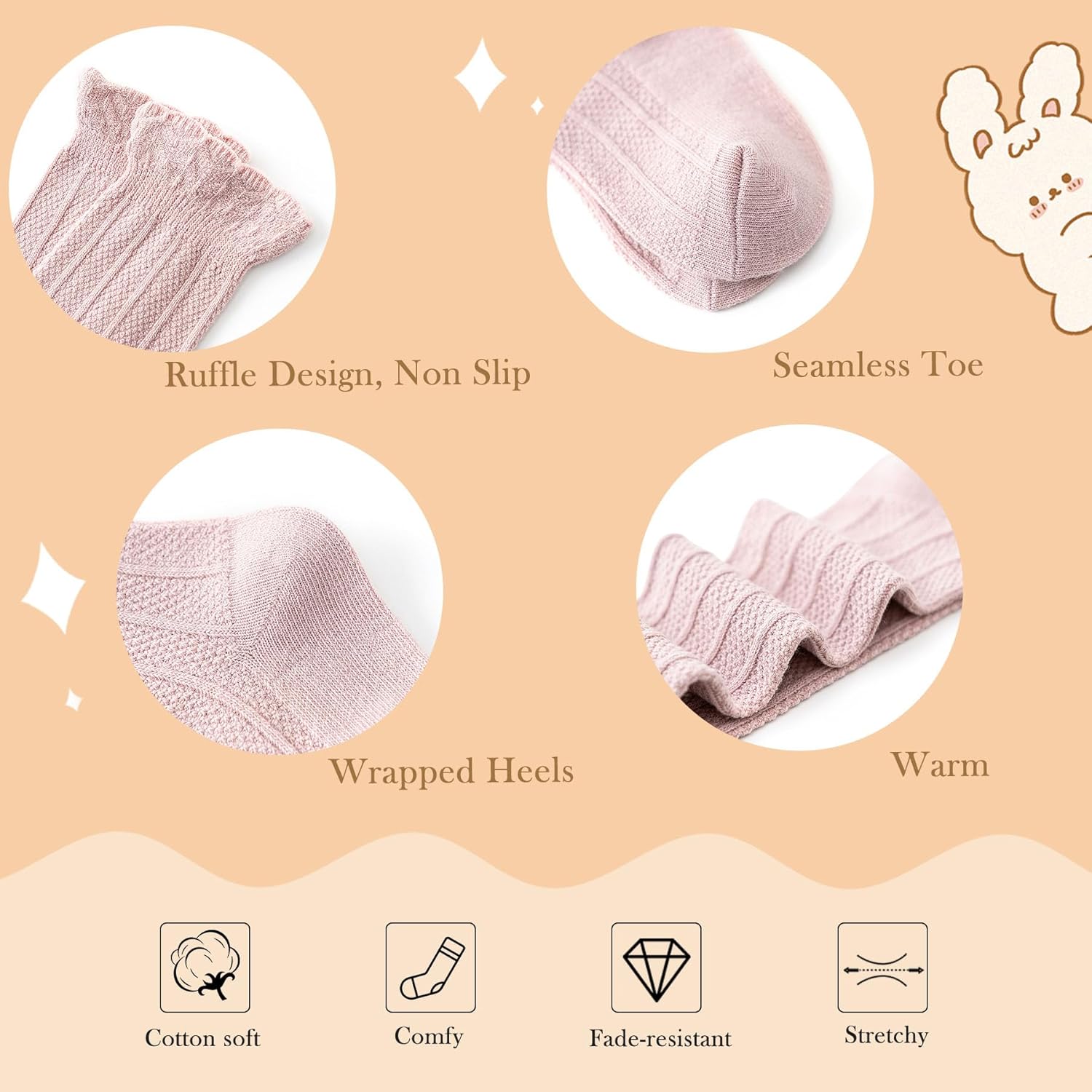 Zando Baby Knee High Socks - Infant to Toddler, Cotton Ruffle Socks, Warm Girls & Boys Long Stockings, 3-6 Pairs