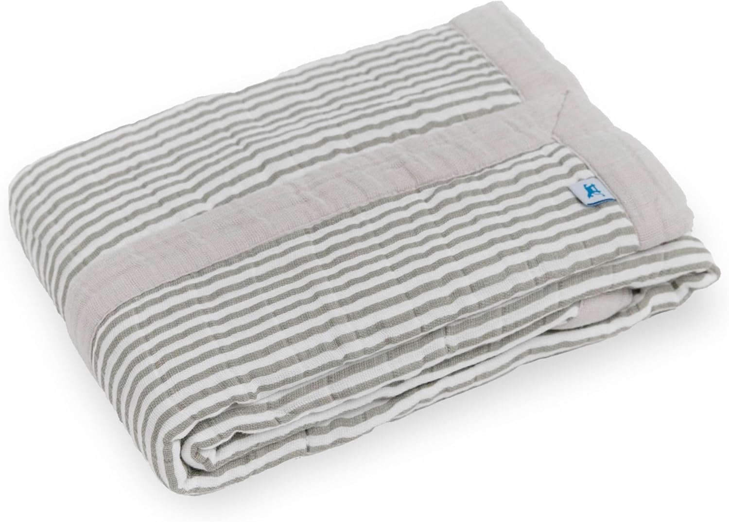 Little Unicorn Newborn Receiving Quilt | Ultra- Soft, Multi-Layered Muslin Fabric | Gift for Newborns & on-The-go (Grey Stripe)