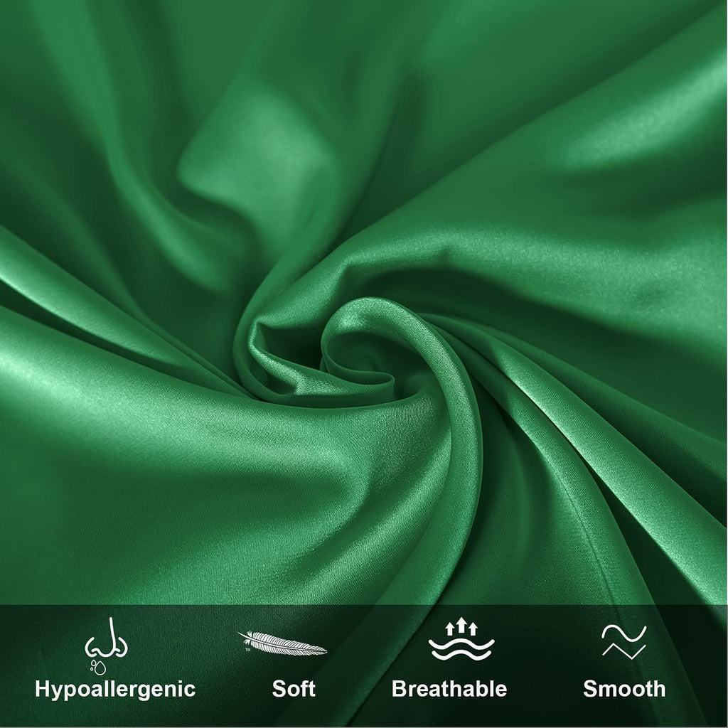 Mulberry Silk Pillowcase for Hair and Skin,King Size Cooling Silk Pillow Case with Hidden Zipper,Allergen Proof Dual Sides Soft Breathable Smooth Silk Pillow Cover for Women(King,Green)