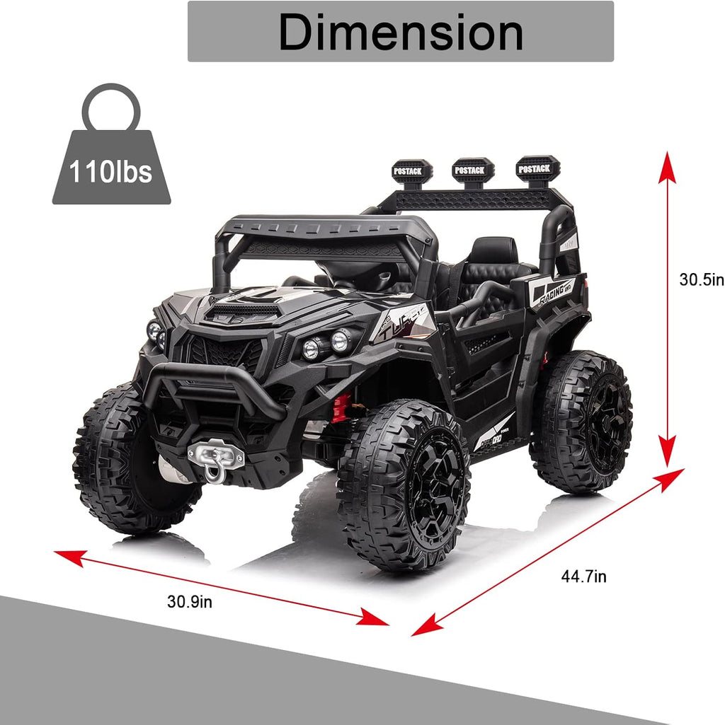 4x4 Kids Ride On Car with Remote Control, 24V Battery Powered Ride On Truck 4WD/2WD Switchable Electric Car for Kids Ride On UTV for Boys with Car Key LED Lights Music, Black…