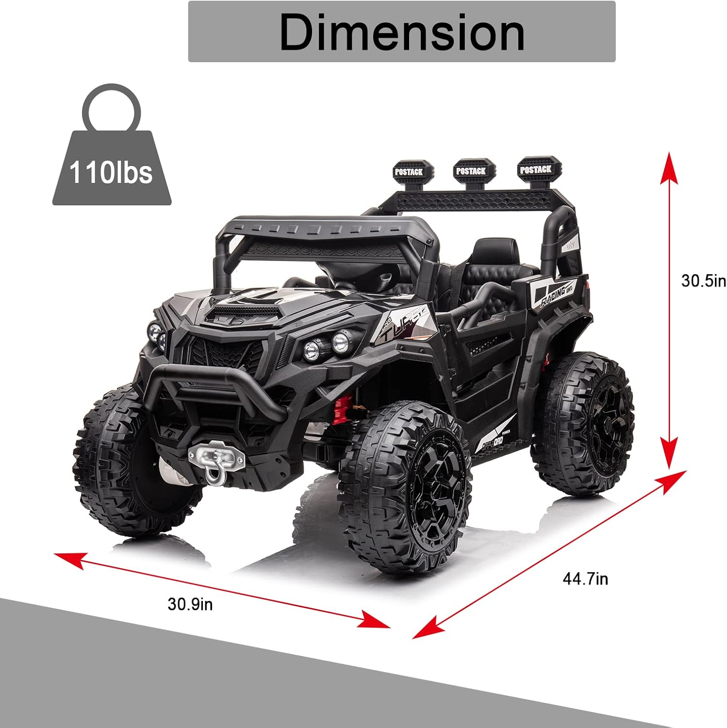 4x4 Kids Ride On Car with Remote Control, 24V Battery Powered Ride On Truck 4WD/2WD Switchable Electric Car for Kids Ride On UTV for Boys with Car Key LED Lights Music, Black…