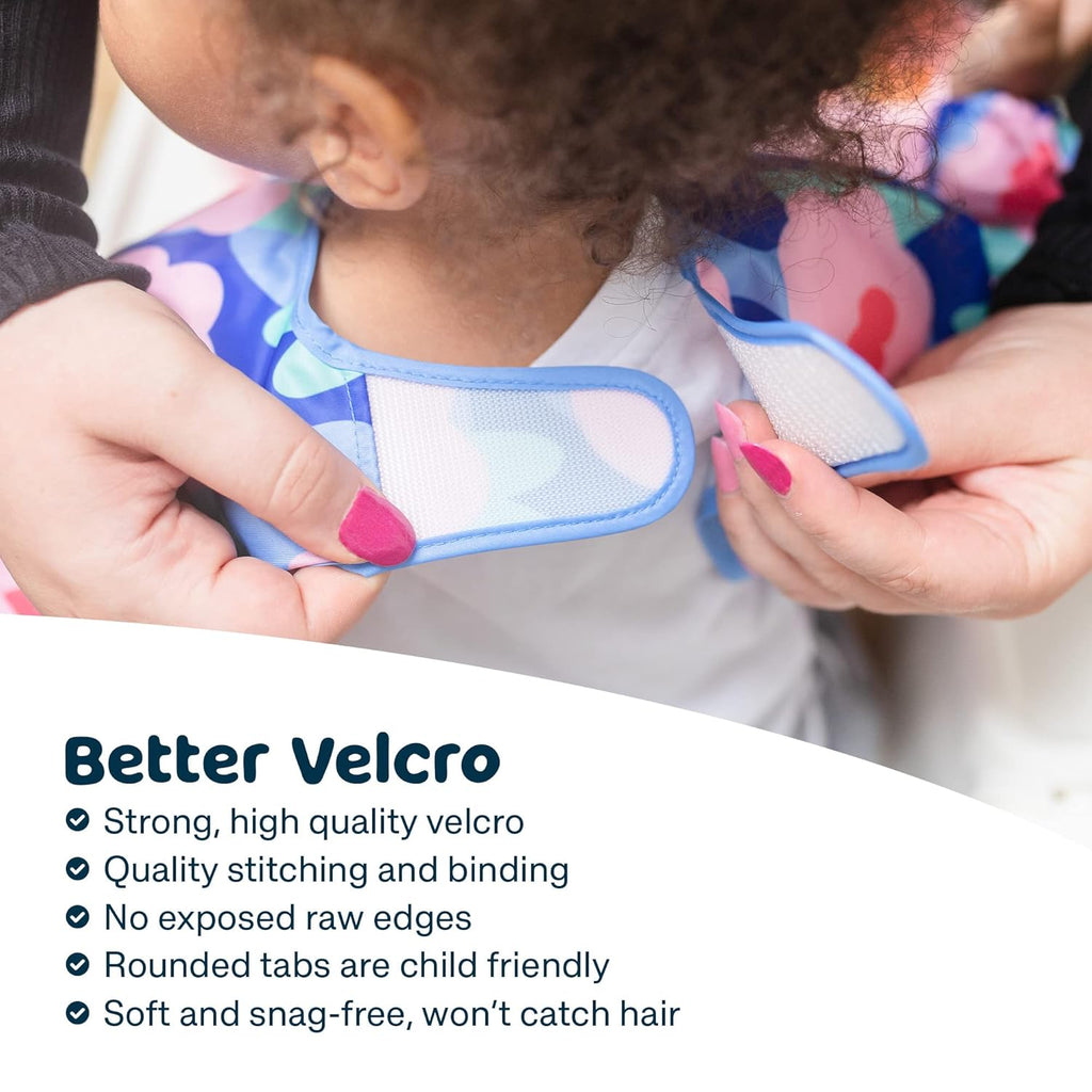 Tiny Twinkle Mess Proof Baby Bib,Waterproof Smock Baby Bib for Eating,Machine Washable Long Sleeve Bib,Baby Led Weaning,Toddler Bib,BLW Supplies(Floral Blue, Small 6-24 Months)