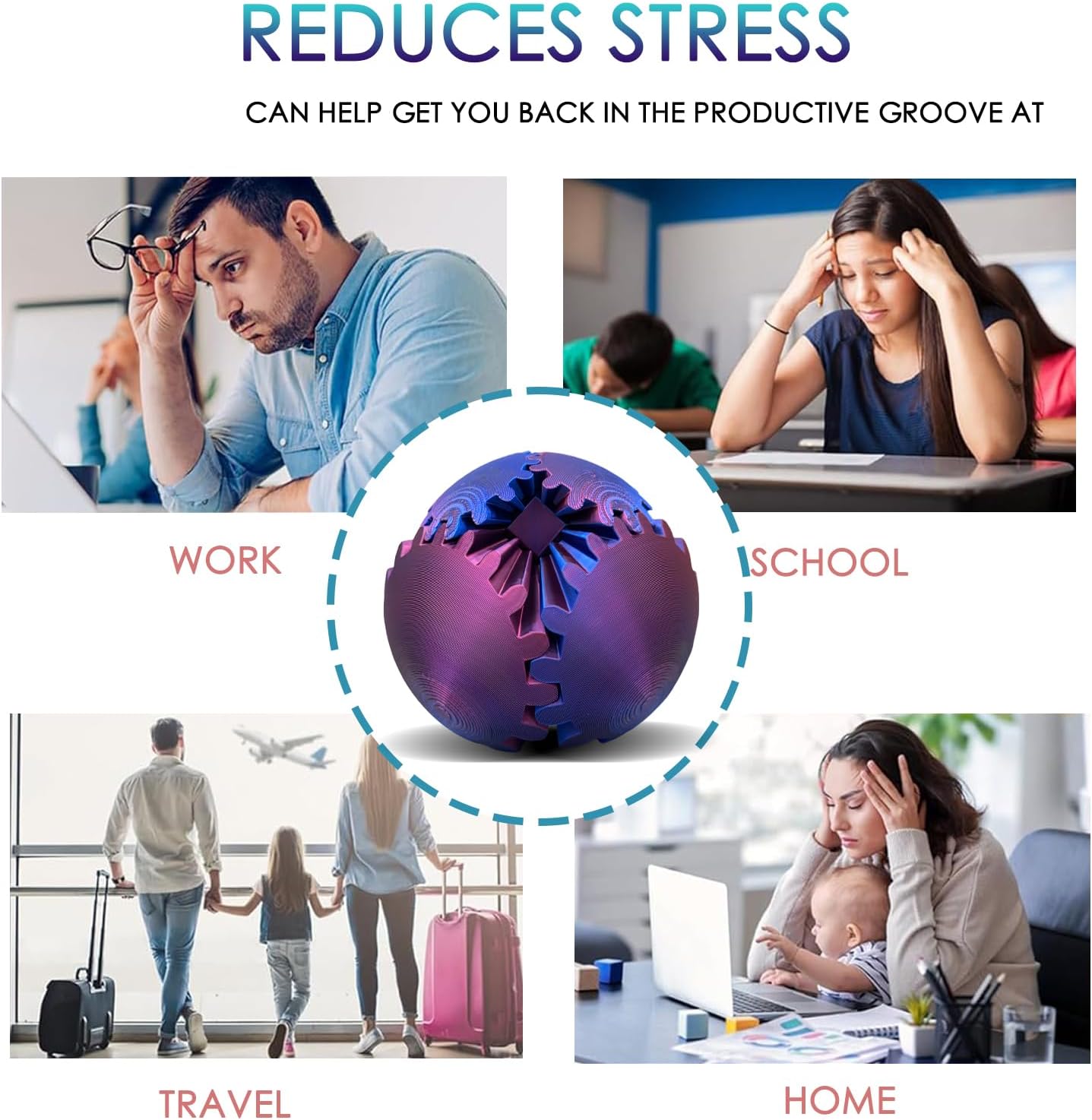 Gear Ball 3D Printed, The Steampunk Whirling Wonder Fidget Ball Toy, Gear Ball 3D Model Cube Fidget Toy, Funny Stress & Anxiety Relaxing Fidget Toy for Adults & Kids (Yellow&Blue)