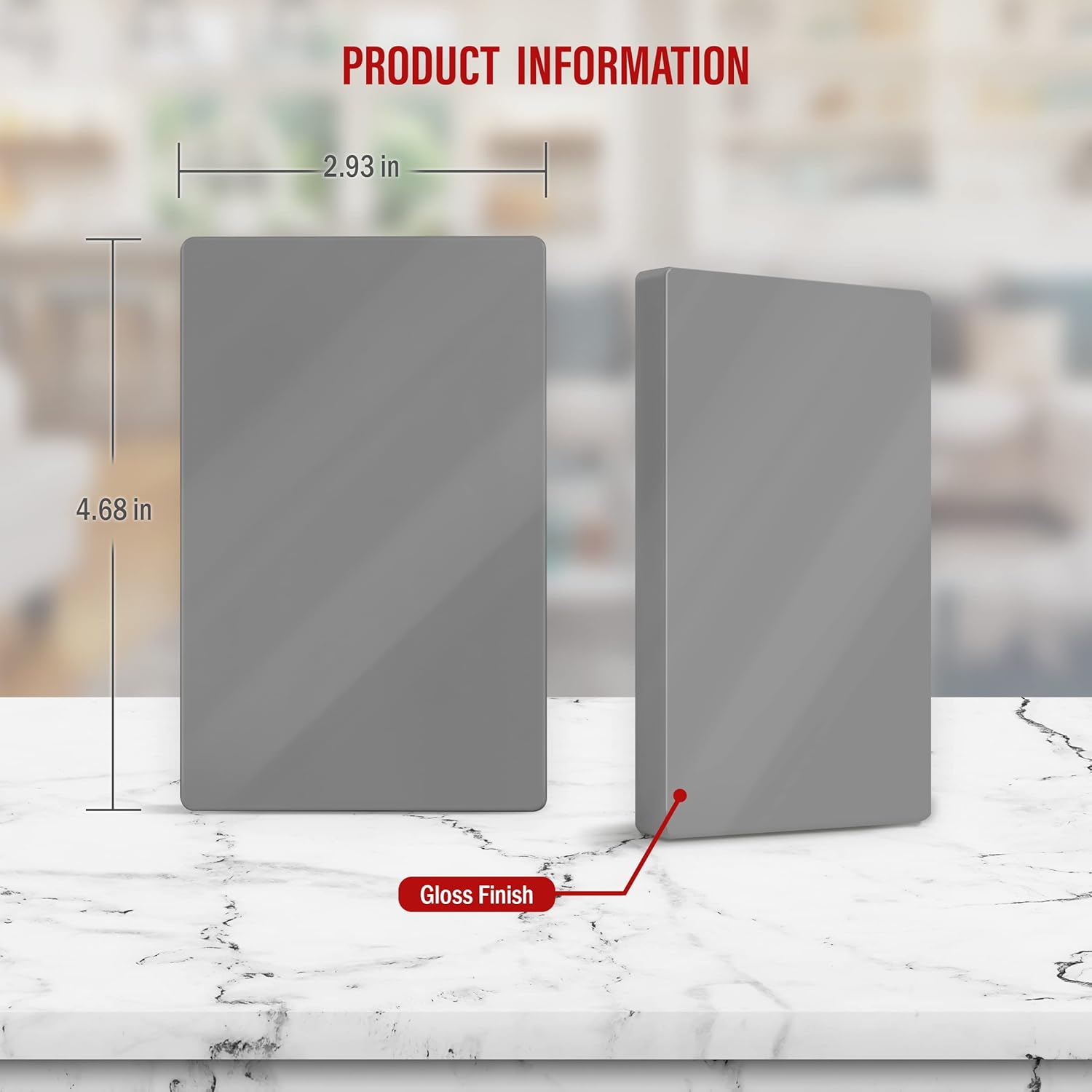 ENERLITES Screwless Blank Wall Plate, Child Safe Blank Device Outlet Cover, Standard Size, 1-Gang 4.68" x 2.93", Polycarbonate Thermoplastic, UL Listed, SI8801-GY, Glossy, Gray