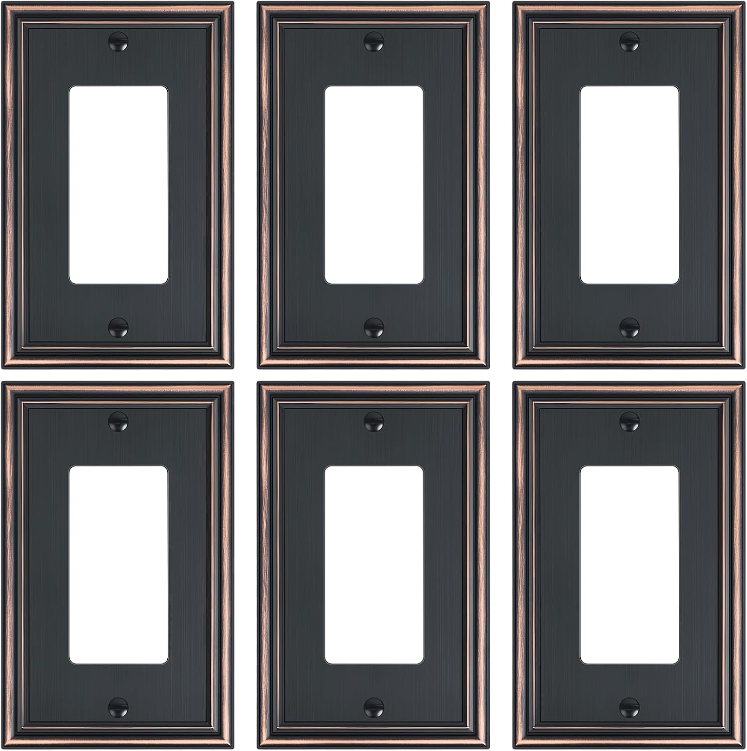 6-Pack Decorator Outlet Cover Plate, Aged Bronze Decorative Switch Plates and Outlet Covers, Durable Zinc Alloy Wall Plates for Electrical Outlets, Receptacle, GFCI Outlet, Dimmer Switch