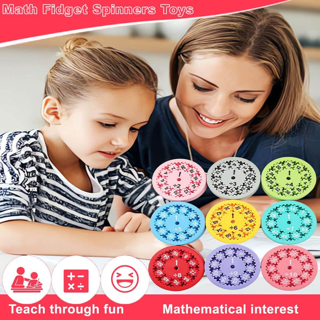 Math Fidget Spinner,Educational Math Fact Fidget Spinners - Learn Division & Multiplication -Math Learning & Education Toys Game (Multiply Or Divide 9pcs)