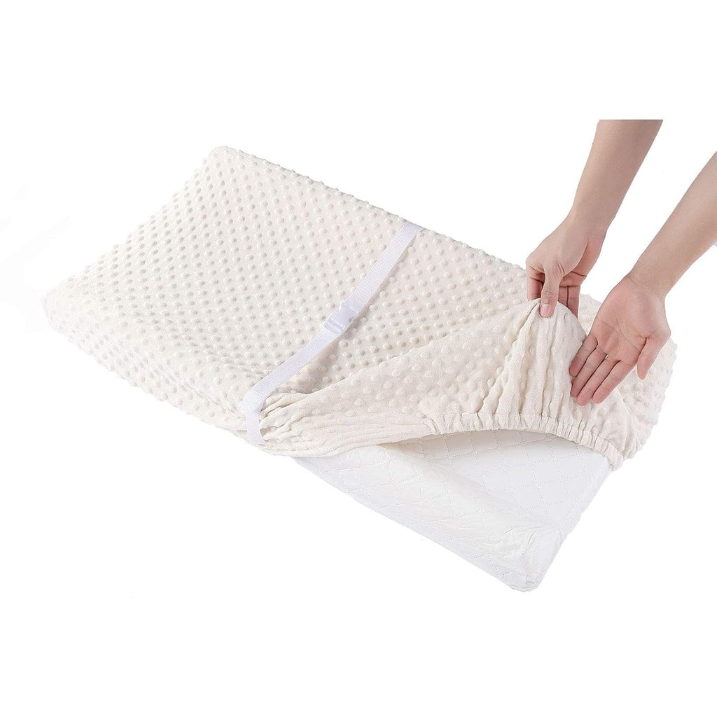Baby Changing Pad Cover, Super Soft Plush Dot Diaper Changing Table Covers for Baby Girls and Boys, Ultra Comfortable, Safe for Babies, Fit 32"/34'' x 16" Pad (Beige)