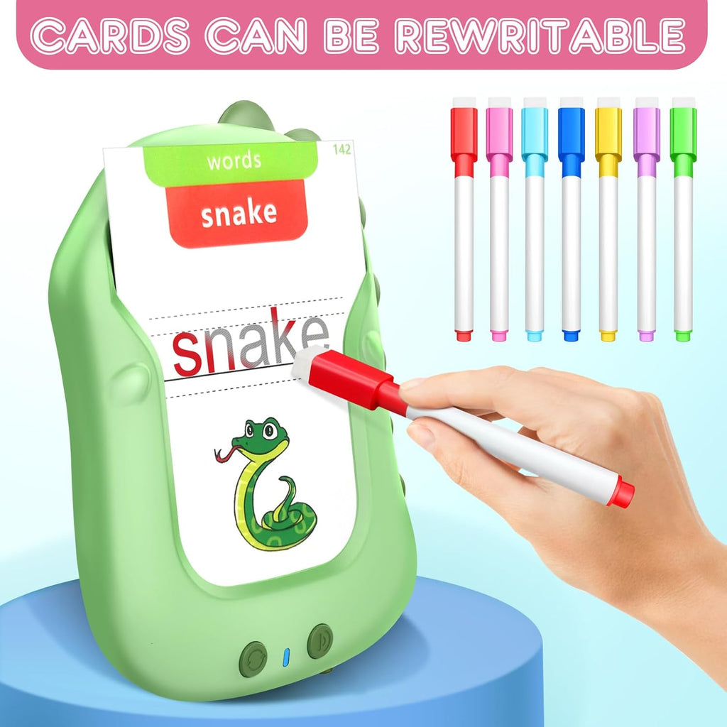 Reusable Writing & Drawing Talking Flash Cards for Toddlers - 168 Phonics Learning Cards with 8 Color Pens, Montessori Sensory Toys for Autism, Speech Therapy, Preschool Education - Gift for Ages 2-6.