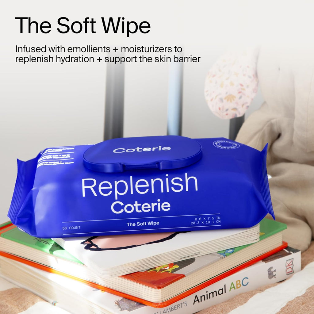 Coterie Baby Soft Wipe for Sensitive Skin, Hydrating Moisturizers and Emollients, Made with Cotton, Plant-Based & Plastic-Free Fibers, Hypoallergenic, Clean Gentle Baby Essentials, 12 Pack, 672 Count