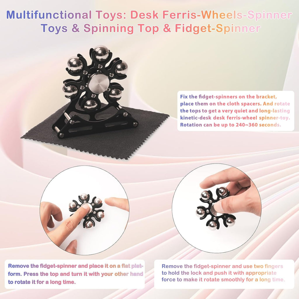 Desk-Fidget-Toys for Ferris-Wheels-Spinner: 4mins Kinetic-Metal-Spinner, Cool-Gadgets-Stuff for Kid Children Teen Adult EDC-Toy, ADHD Tools Stress Relief for Office Home School Men Woman Christmas