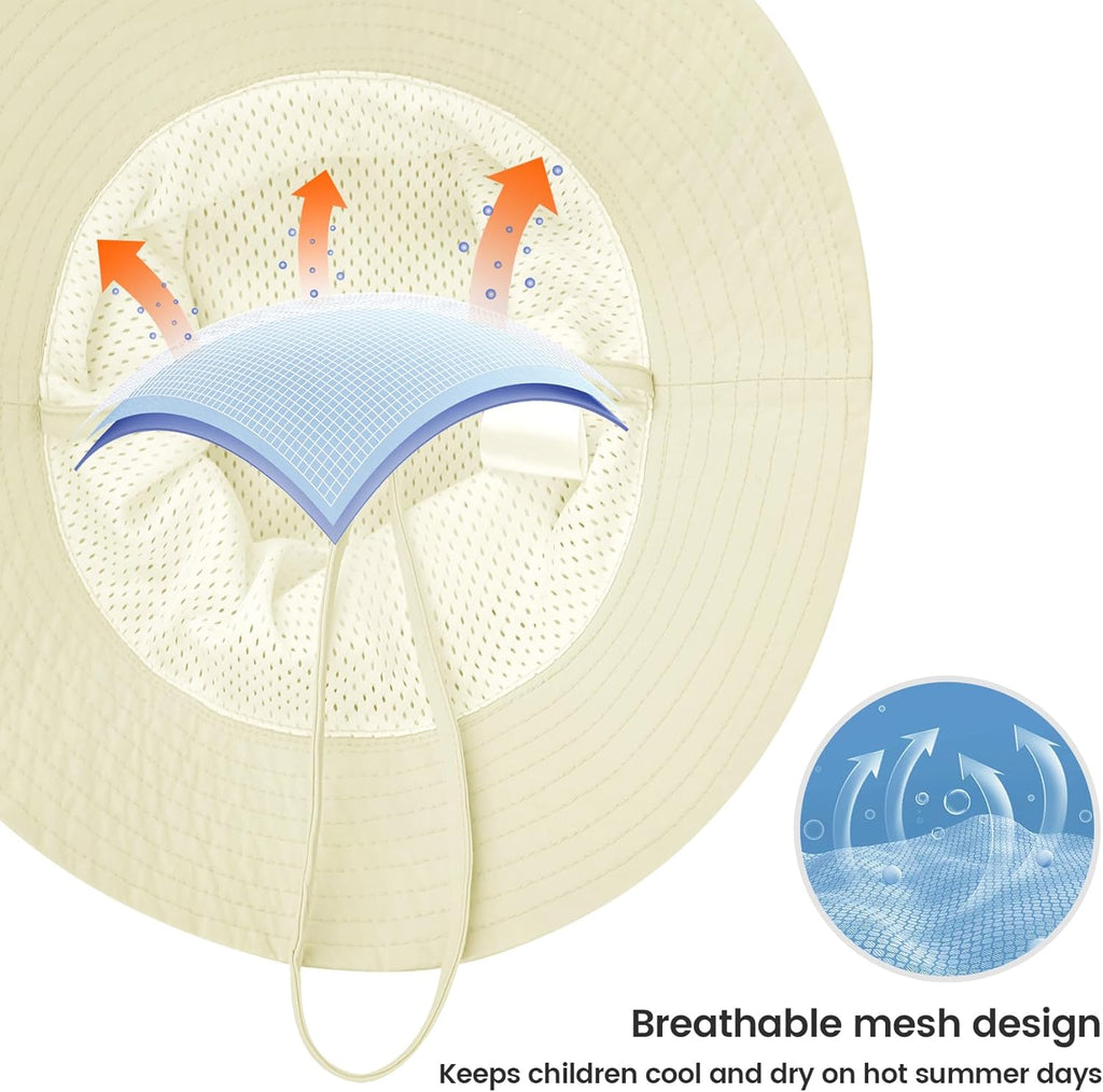 Baby Sun Hat 0-6 Years Toddler Boys Girls Adjustable Bucket Hats Kids Bucket Hats UPF 50+ Wide Brim Beach Swim Pool