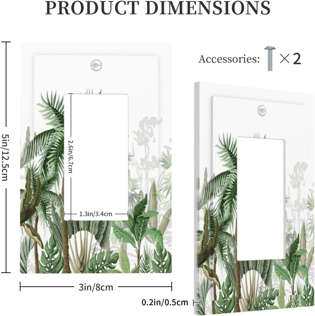 Palm Tree Banana Leaf Green Rainforest Natural Landscape Decorative Outlet Covers 1 Gang Single Rocker Light Switch Cover Plate Wall Plates GFCI Faceplate for Bed Room Living Room Decor